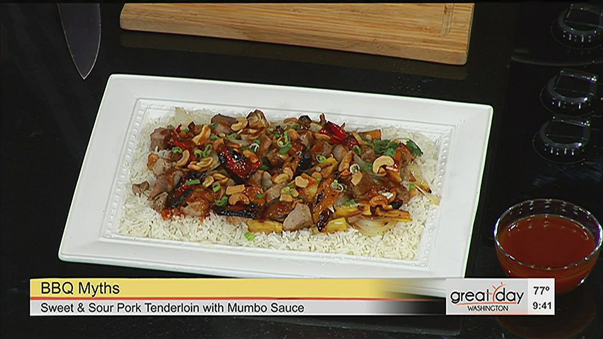 Grilling genius Meathead Goldwyn makes a sweet & sour pork tenderloin with mumbo sauce and explains some grilling myths.