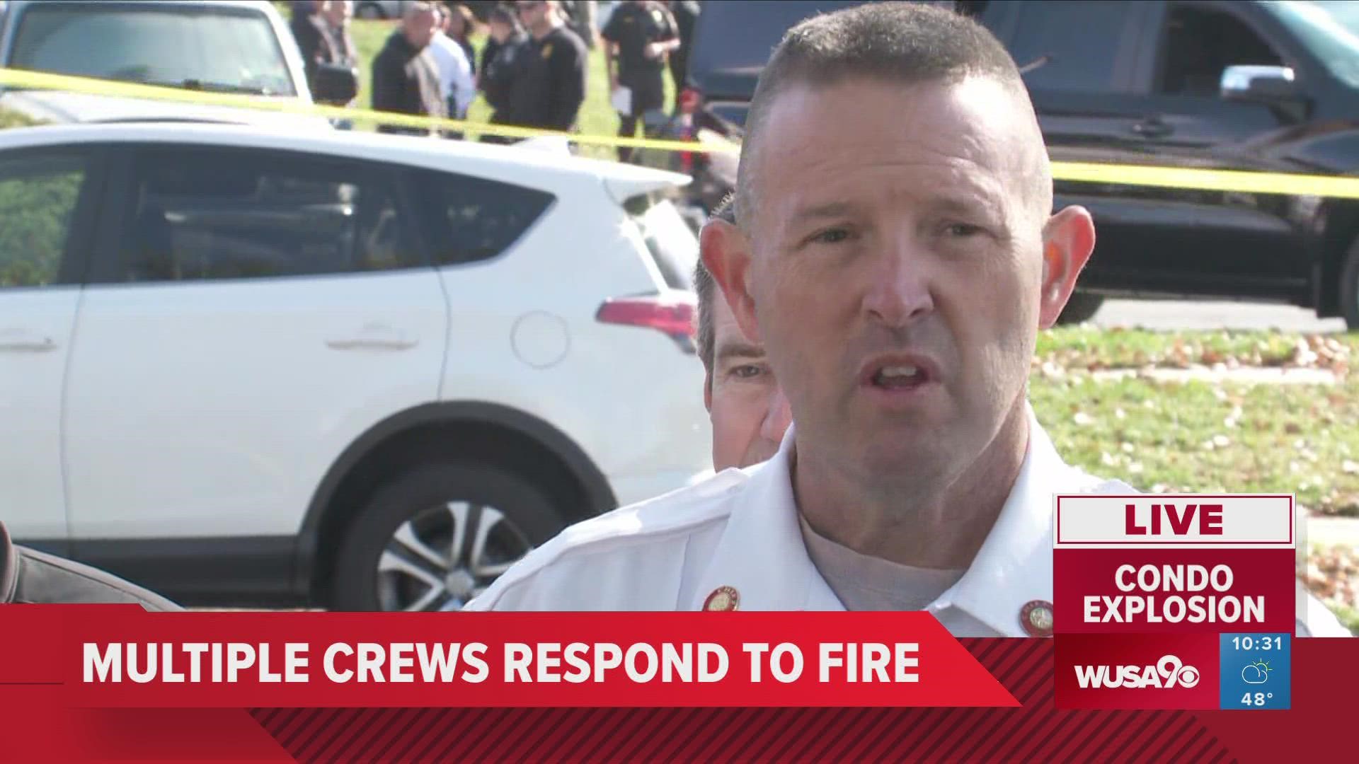 Montgomery County Fire Chief Scott Goldstein says the gas-fed fire started in the basement of the apartment complex and will take multiple days of work.