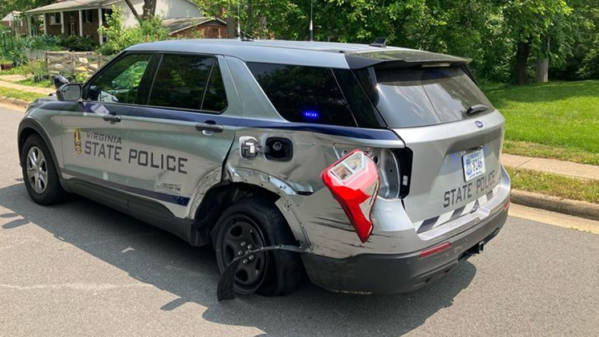 Police car damaged by suspect fleeing from officers in Virginia | wusa9.com