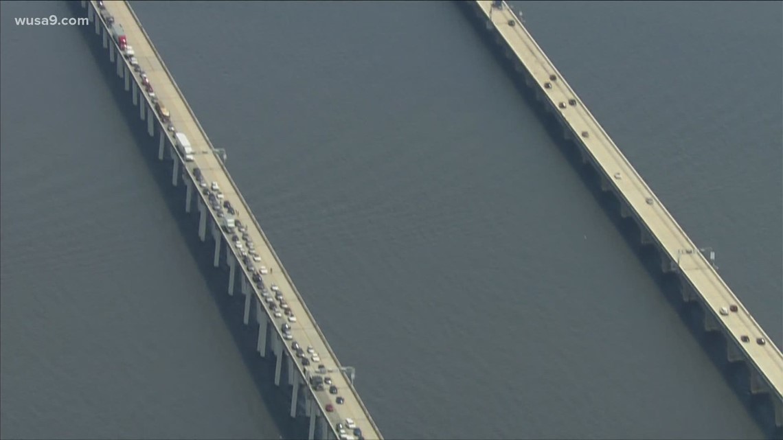 Maryland Bay Bridge Traffic 3 WB Lanes Closed Due To Crash