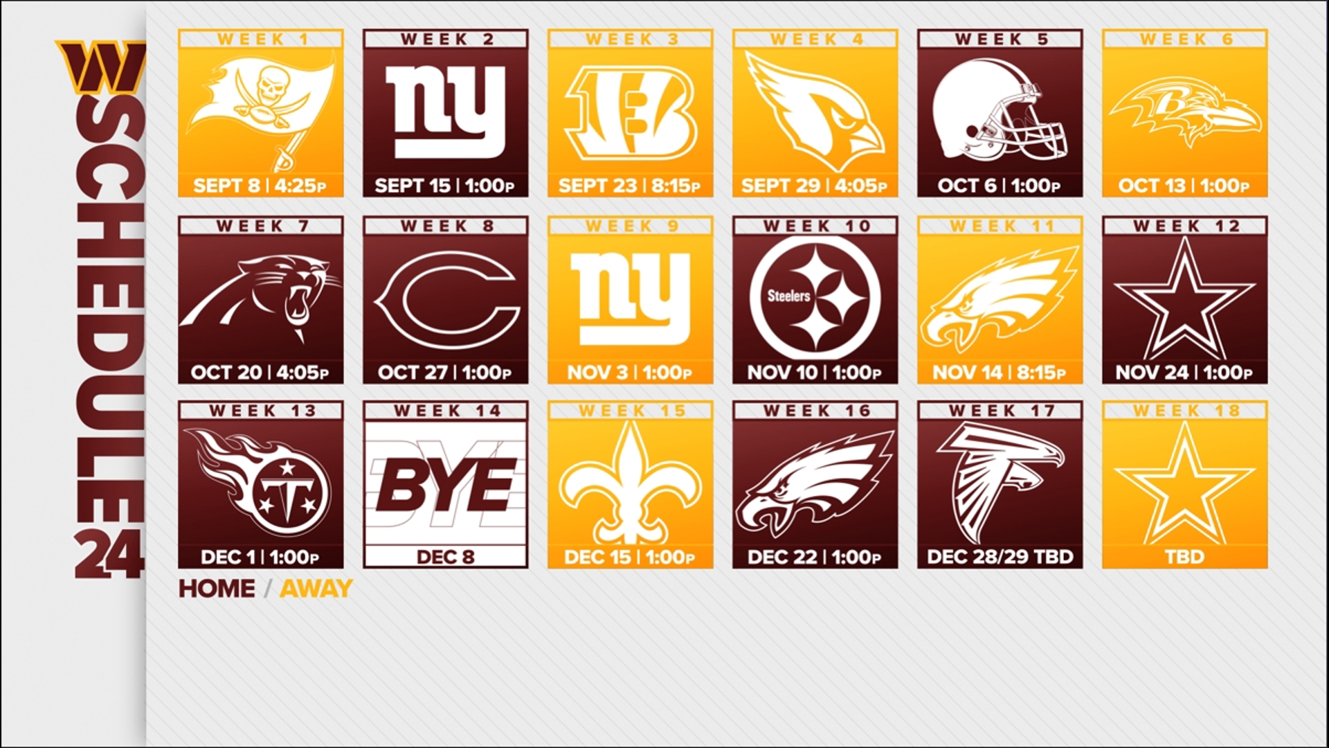 Commanders schedule release Where and when they play in 2024
