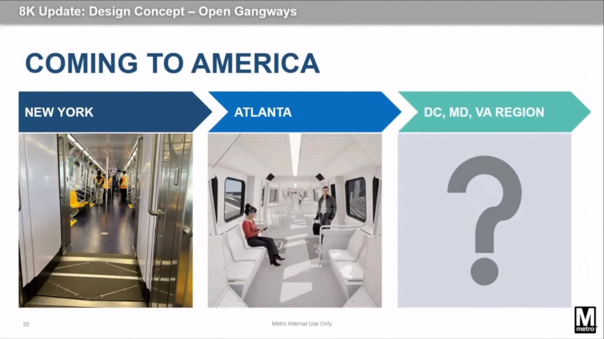 Metro CEO Randy Clarke announced in a meeting today that 'open gangways' could be coming to metro trains in the DMV.