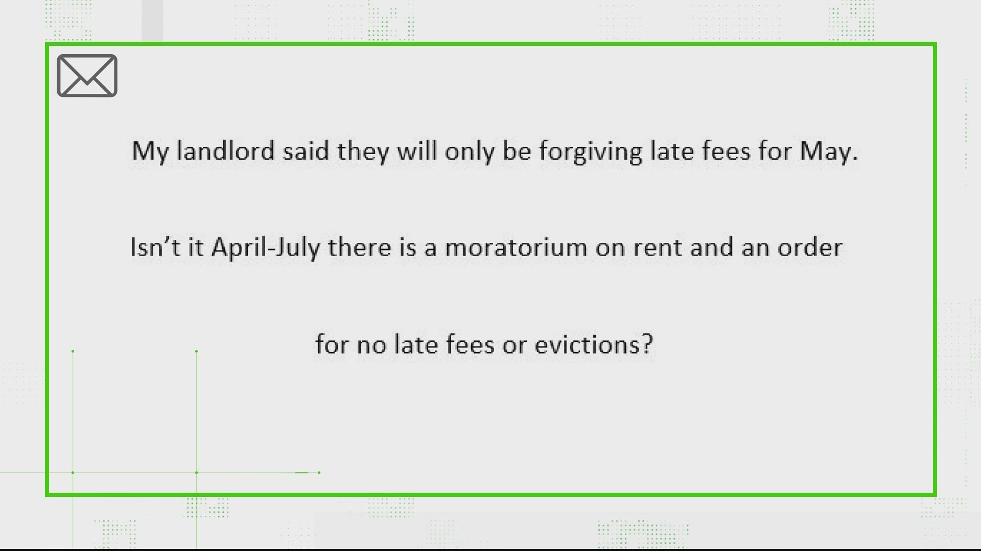 Viewers asked what consequences they face if they cannot pay their rent on time for the duration of the coronavirus shutdown.