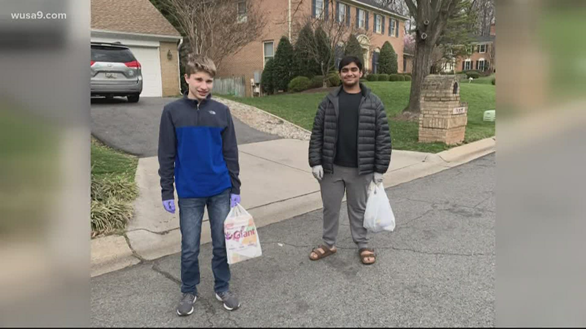 Two teenagers from Montgomery County have used the time off from school to start a no-contact grocery delivery service for senior citizens.