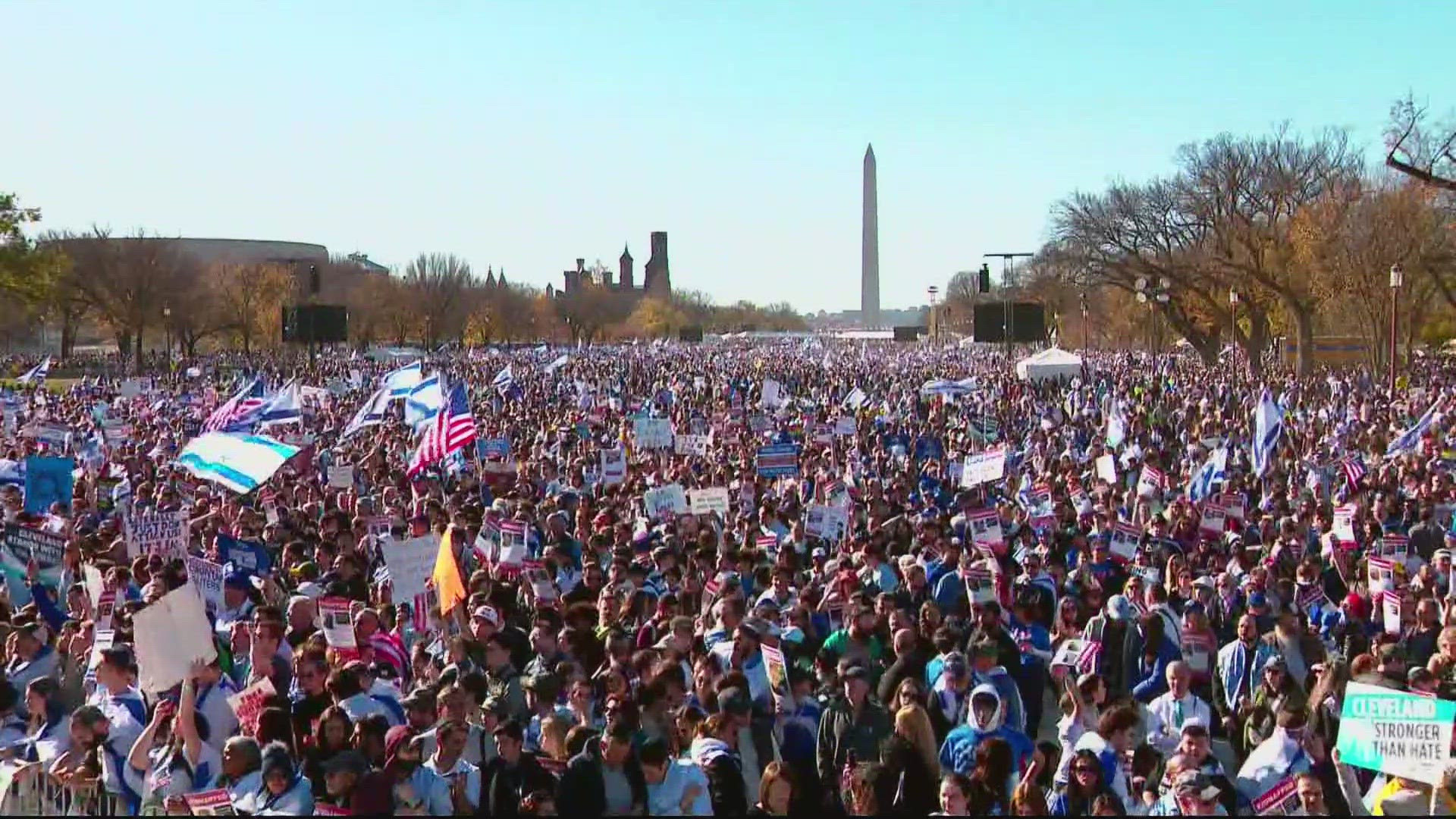 Thousands are expected to converge on D.C. for a pro-Israel march on the National Mall Tuesday.