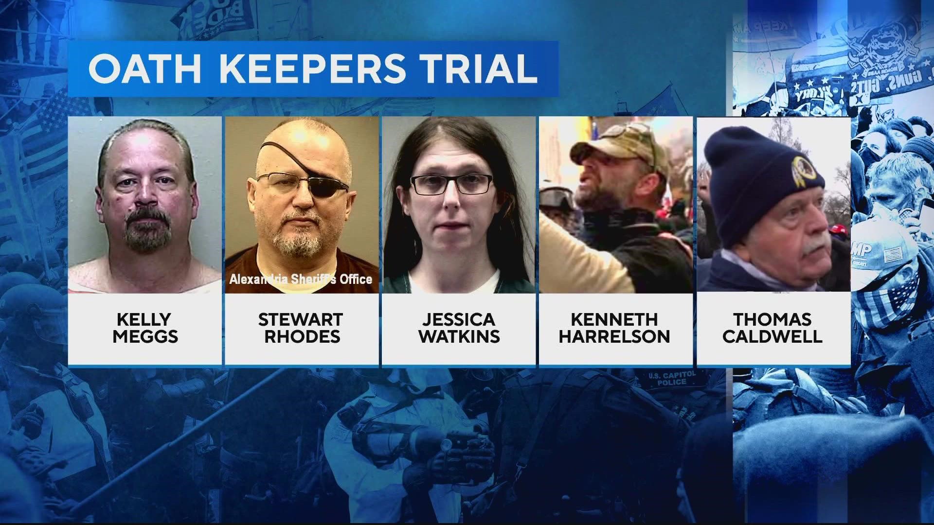 A jury of nine men and seven women was empaneled Thursday to hear the government’s case against five members of the Oath Keepers militia