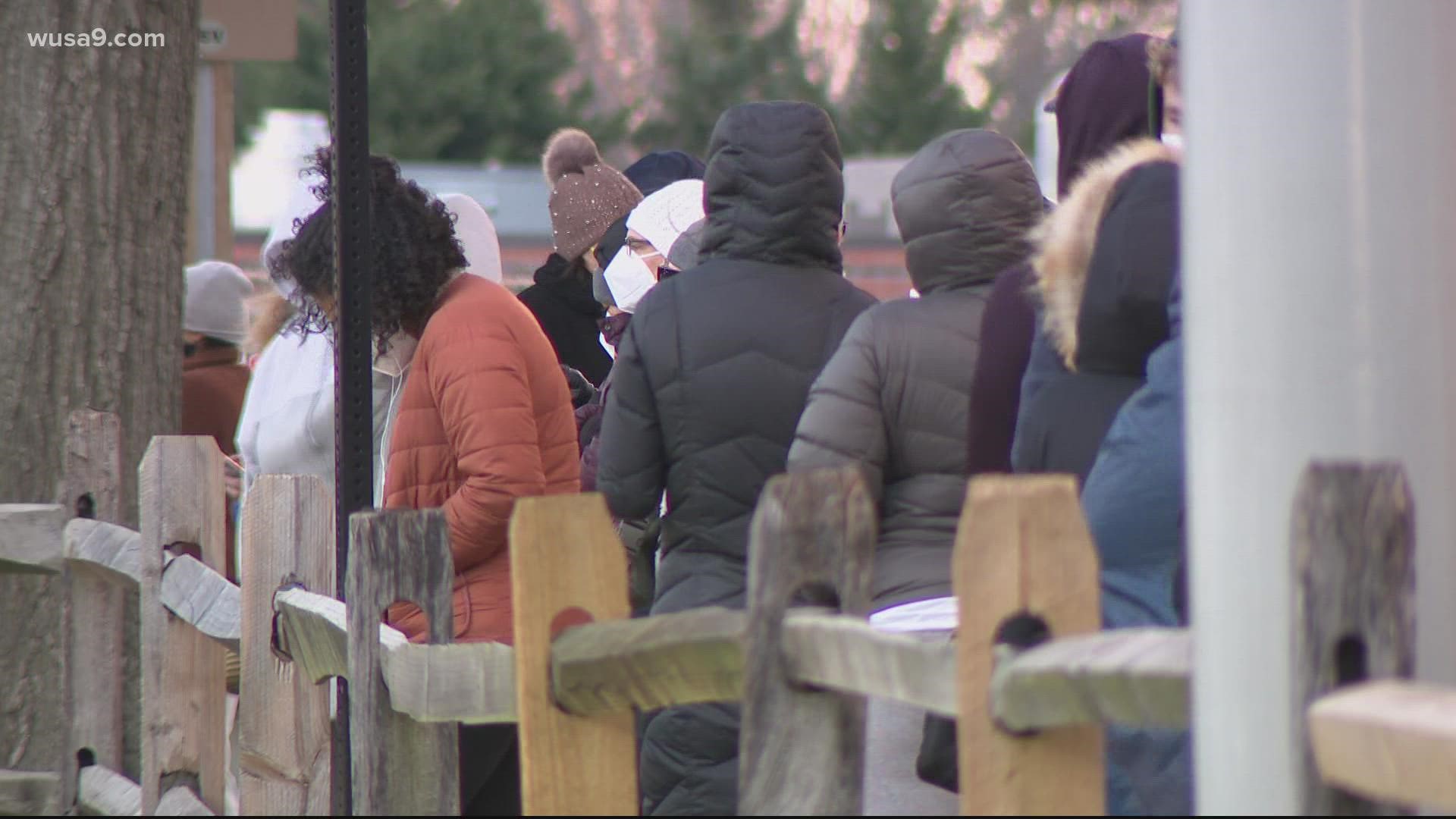 At Courthouse Plaza on Wednesday, people reported waiting around two hours to get COVID tested.