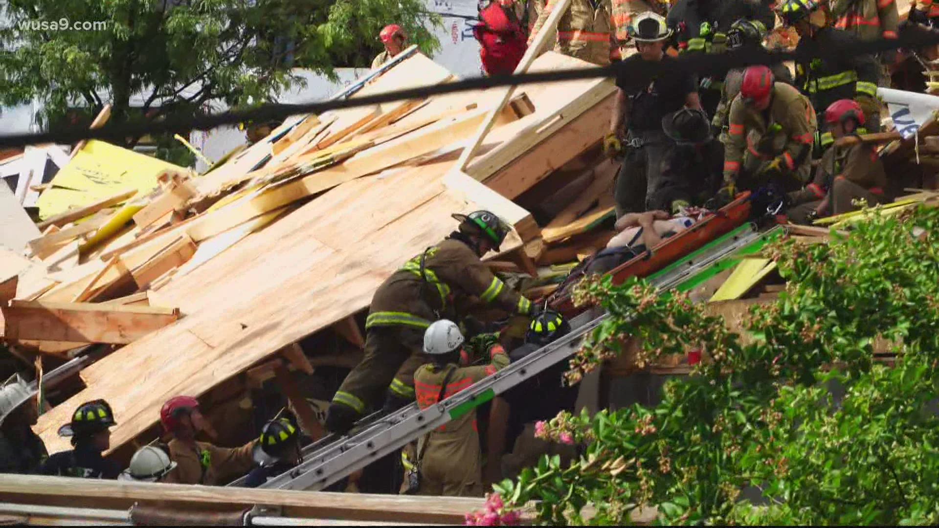 D.C. Fire and EMS told WUSA9 that the five-story building that collapsed was currently under construction. The building collapse occurred during severe weather.