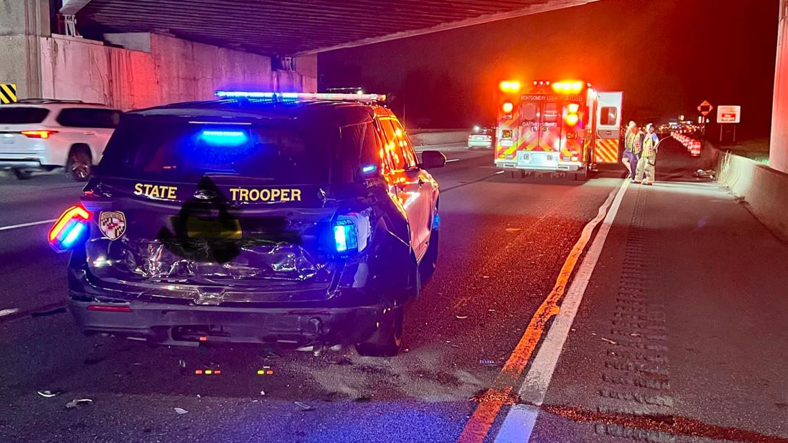 Maryland State Police trooper's cruiser struck in hit-and-run crash