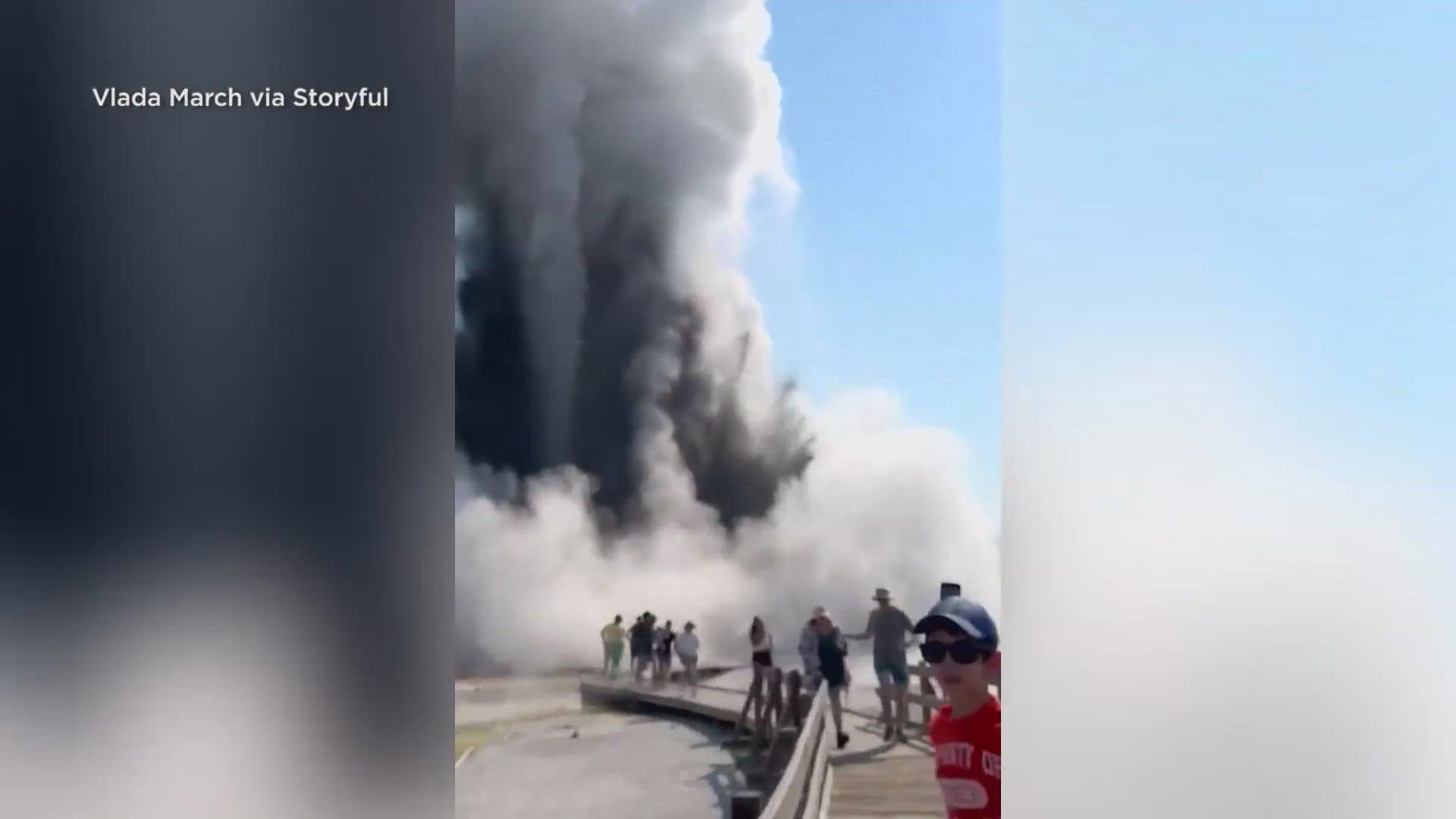 The explosion occurred around 10 a.m. Tuesday about two miles north of Old Faithful.