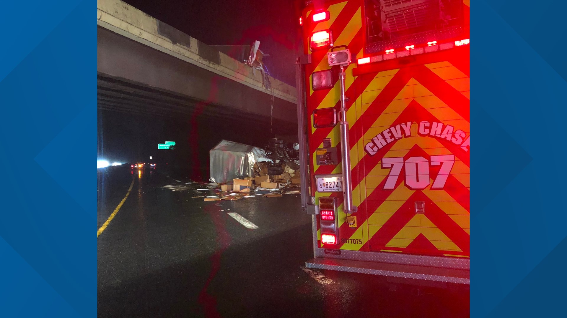 Overturned tractor trailer crash on I-495 and I-270 | wusa9.com
