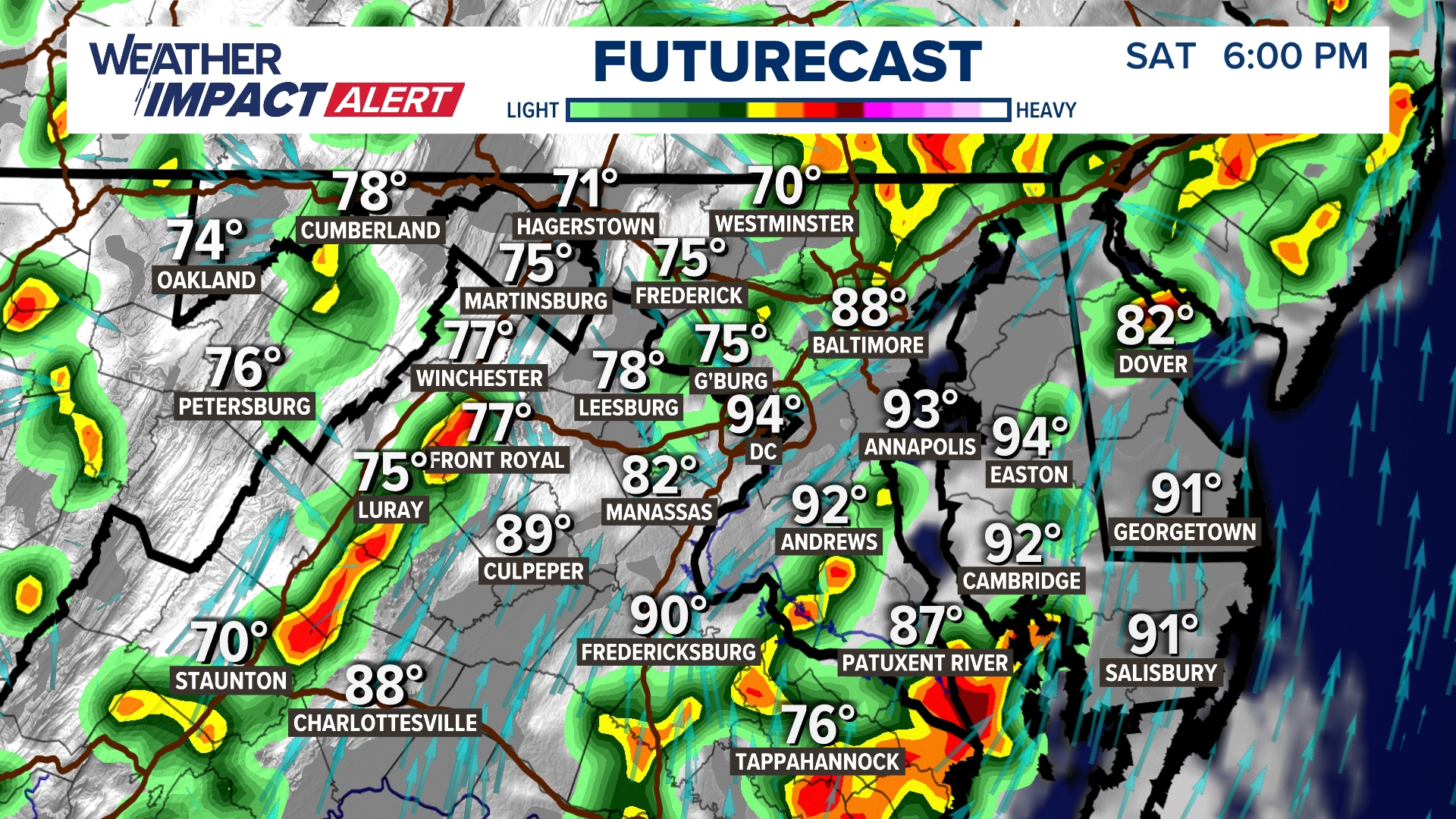Showers and storms in DC Saturday with heavy rain and strong wind ...