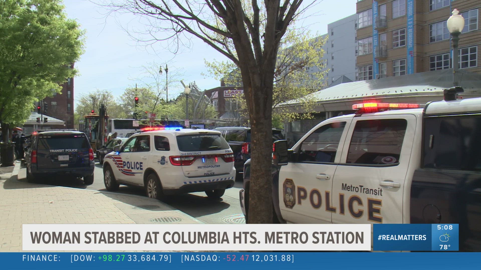 A woman was hurt in a stabbing on a Metro train in Northwest D.C. Tuesday morning, and now police said she was arrested for assaulting officers trying to help her.