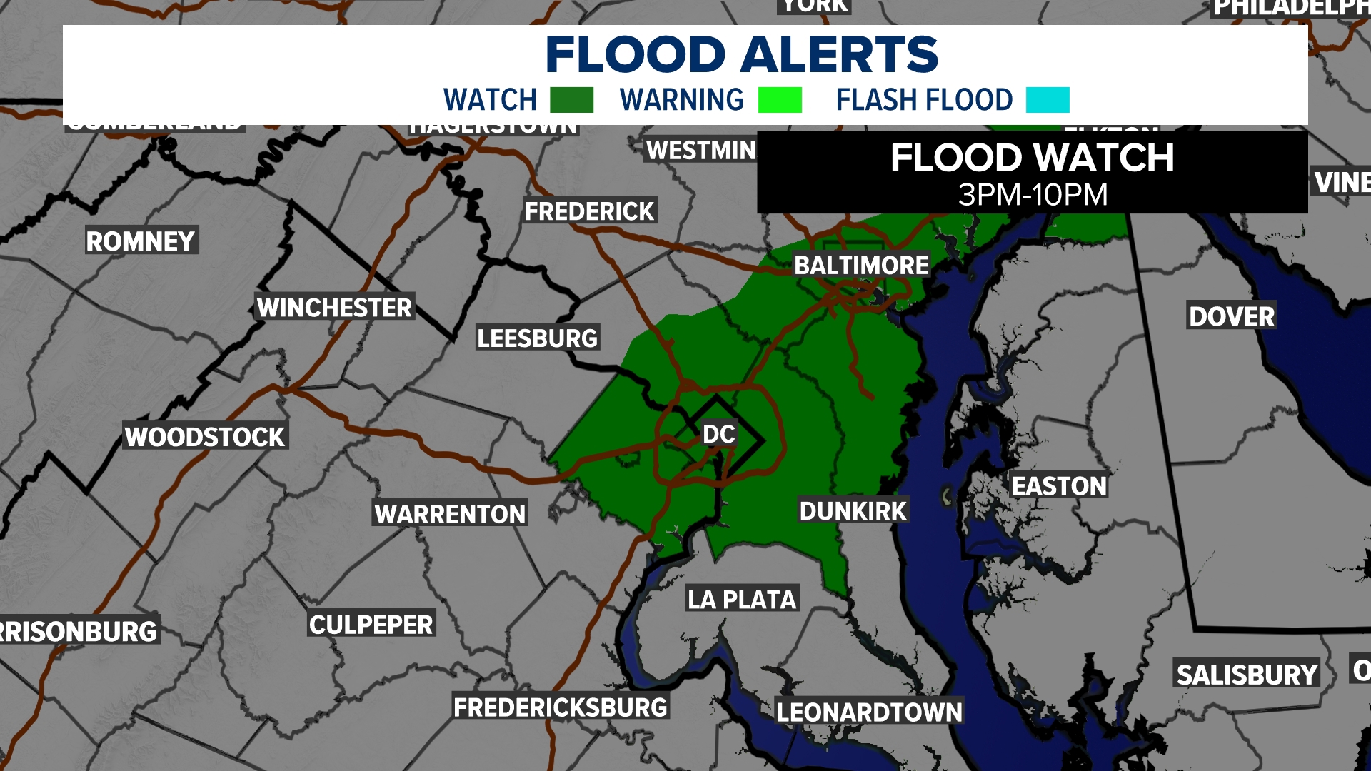 Showers and storms in DC Saturday with heavy rain and strong wind ...