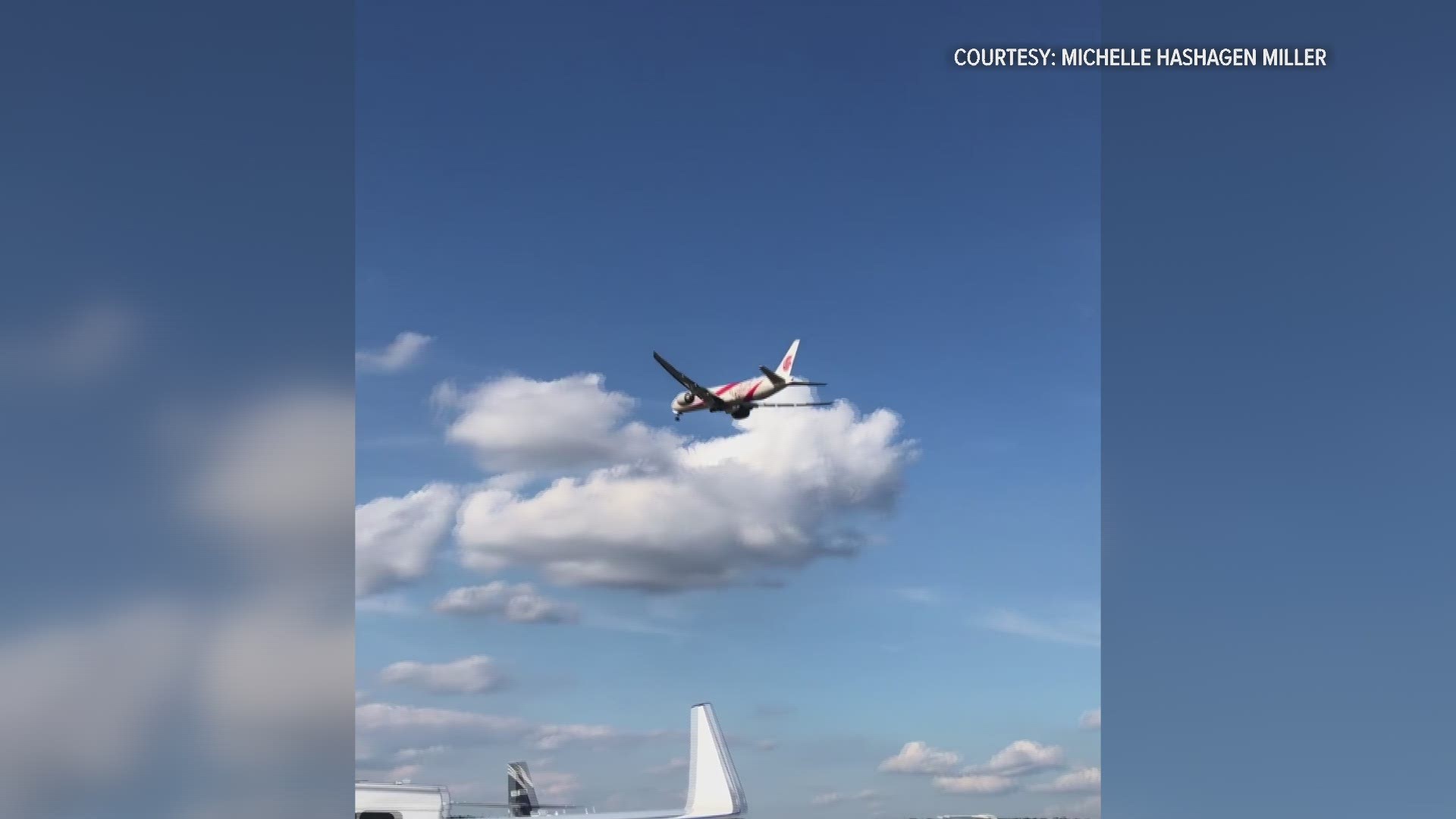 Scary moments at Dulles International Airport Tuesday afternoon. Just after take off, you can see sparks shooting from the engine of the Air China flight bound for Beijing. The pilot of a plane had to make an emergency landing.