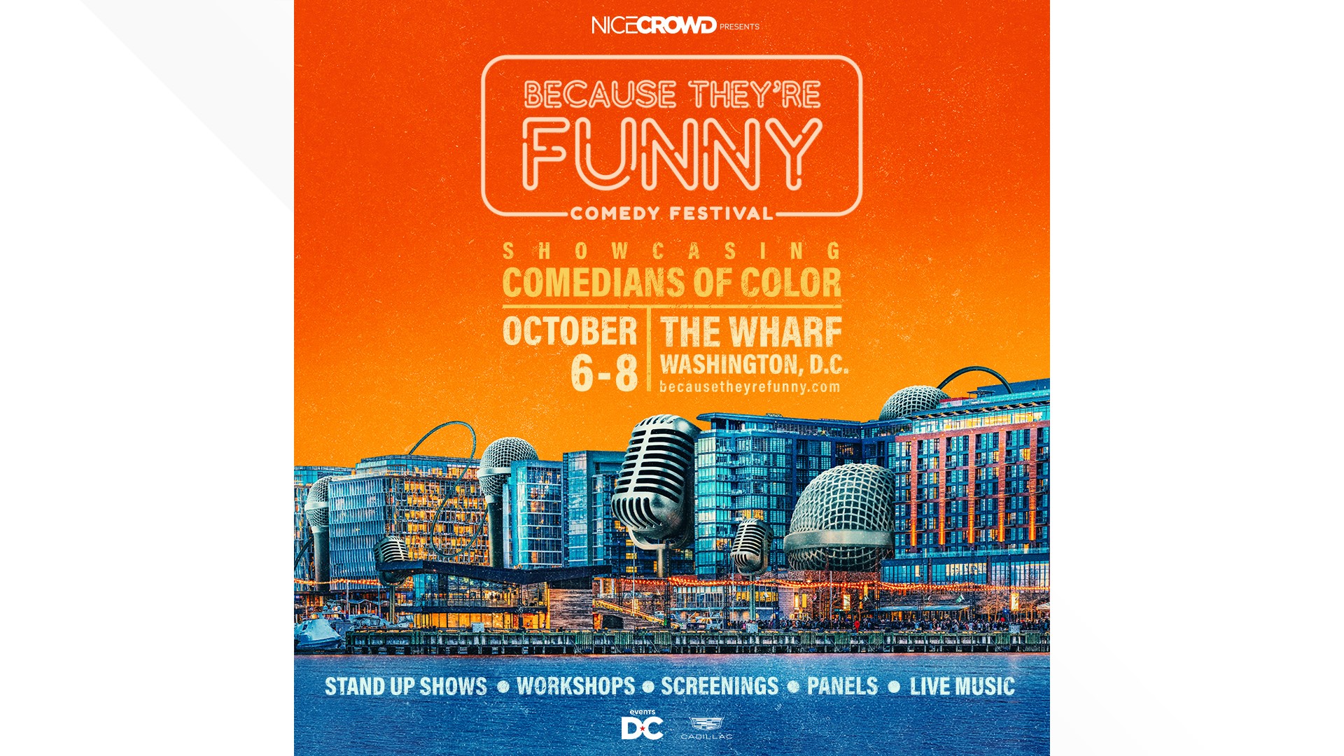 The first ever "Because They're Funny" Comedy Festival is happening at The Wharf in DC 10/6-10/8. We spoke to the co-founders Jeff and Nicole Friday about the event.