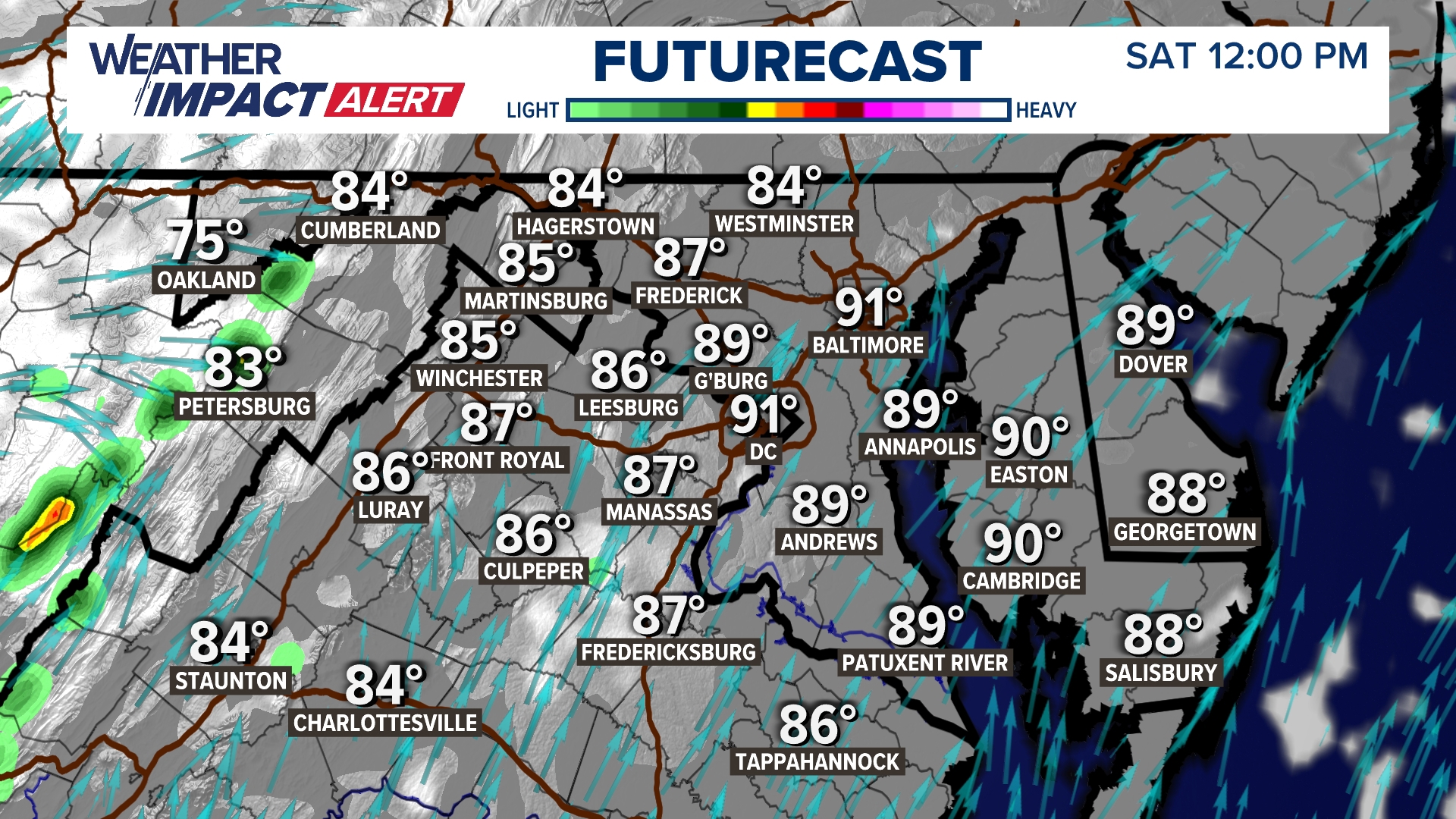 Showers and storms in DC Saturday with heavy rain and strong wind ...