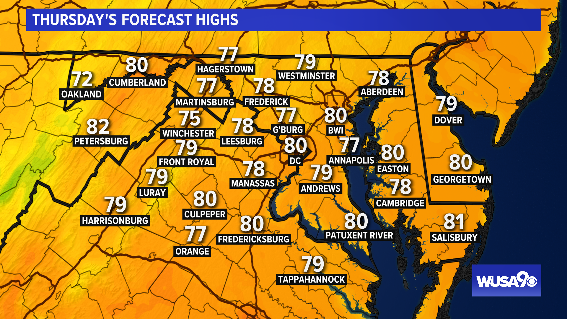 Right now it looks warm for our featured game of the week: the Lake Braddock/Robinson high school game.