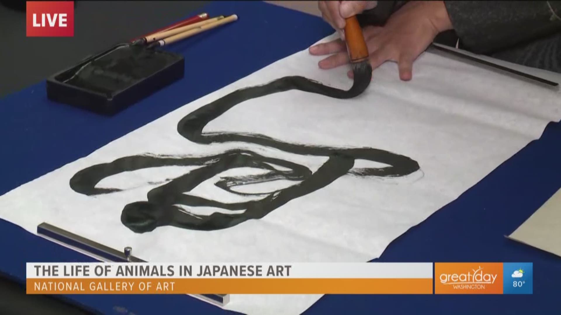 China Satomi Pirrone creates calligraphy at the National Gallery of Art. Pirrone will be present at the Animals in the Japanese Art at the National Gallery of Art this weekend June 22-23.