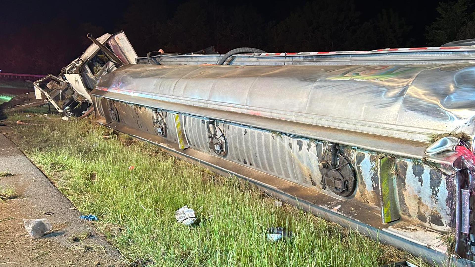 Driver dies after fuel truck overturns in Frederick County | wusa9.com