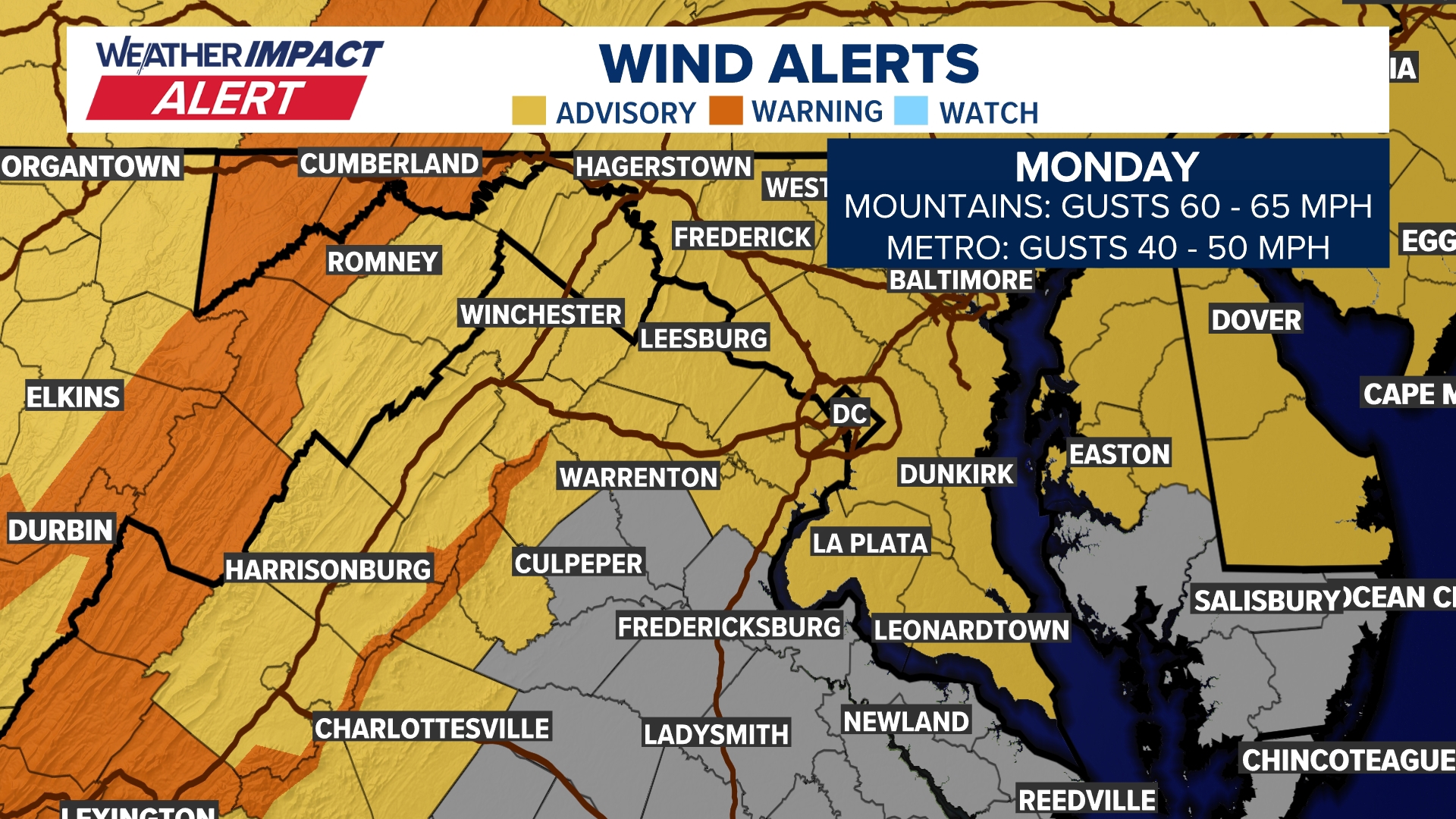 Weather Impact Alert: Strong wind tapers off overnight | wusa9.com