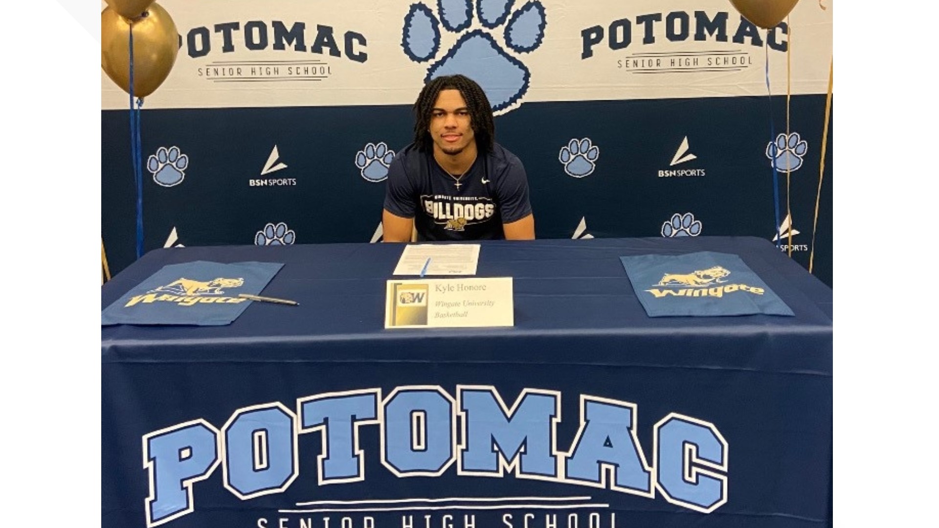 Kyle Honore played basketball for Potomac High School in Dumfries before committing to join Wingate University's team this year.
