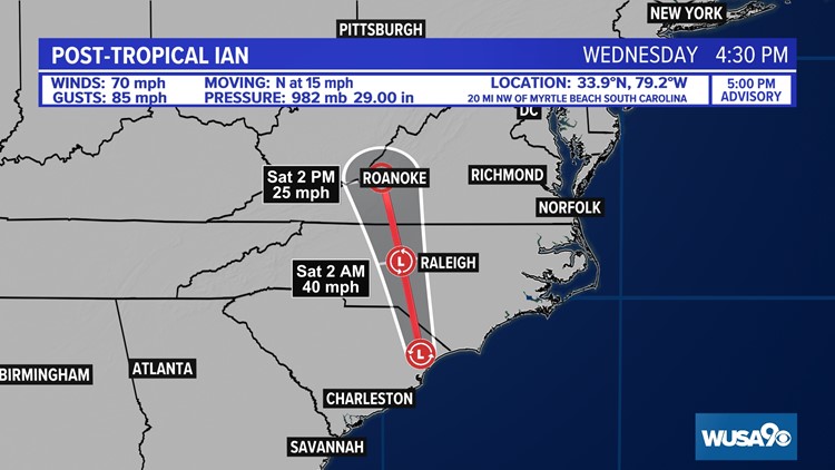 Hurricane Ian made its final landfall at 2:05pm