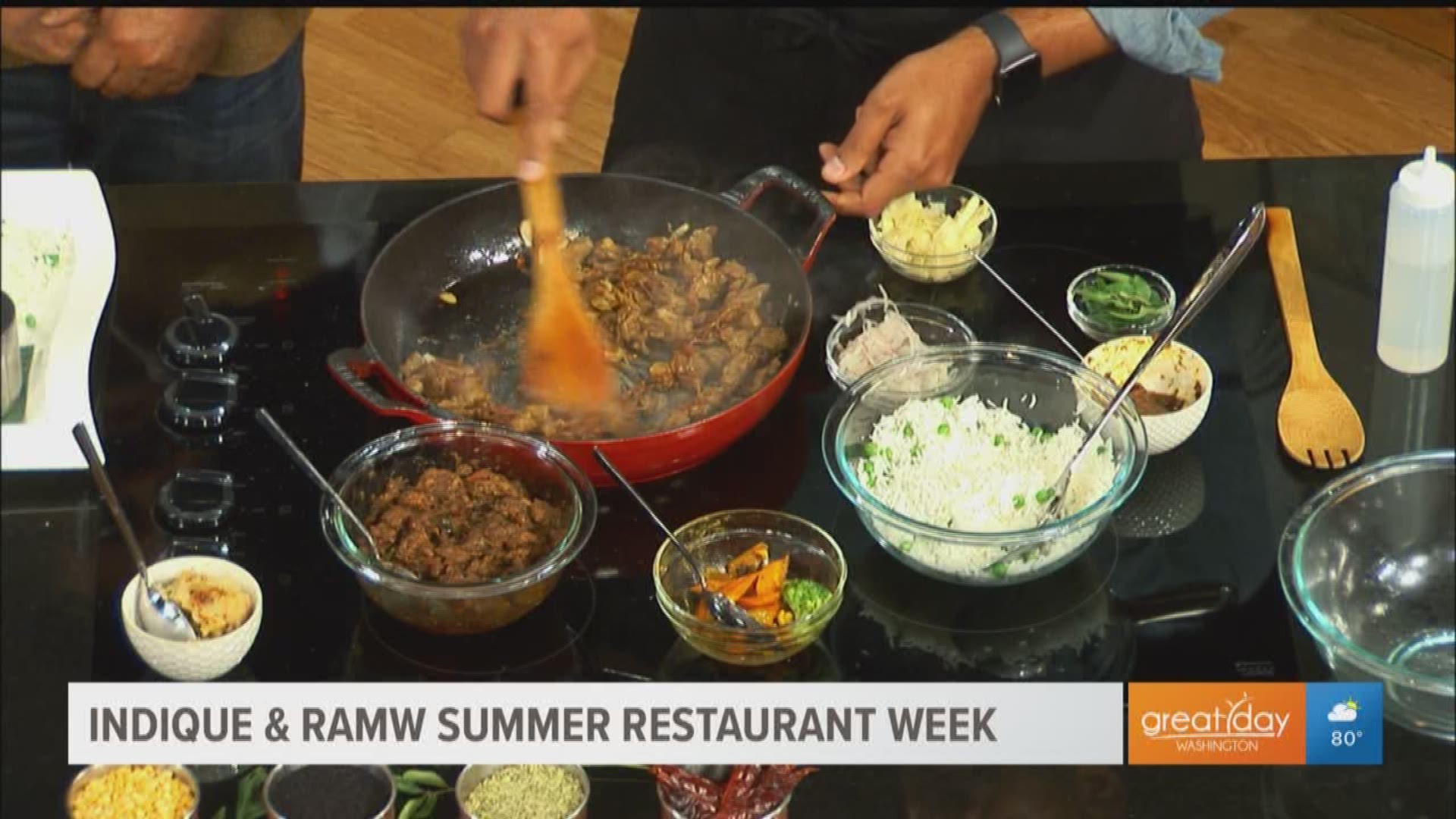 Rahul Vinod, Consulting Chef and Surfy Rahman, Co-Owner of Indique share their special Argentine beef dish available during the Restaurant Association Metropolitan Washington’s Summer Restaurant Week.