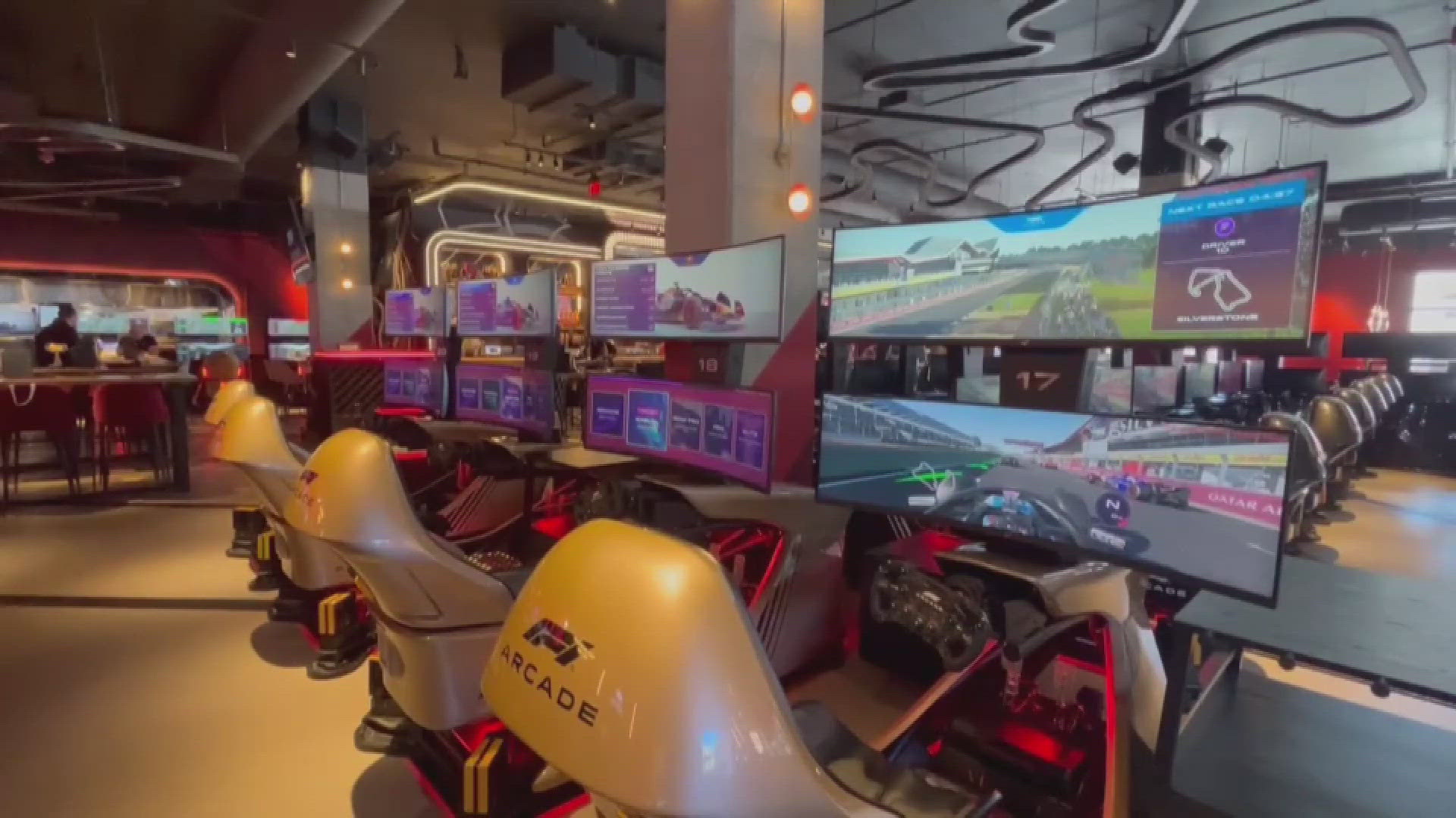 F-1 ARCADE IS SET TO OPEN THIS SUNDAY IN THE UNION MARKET DISTRICT. IT WILL FEATURES 81 STATE OF THE ART SIMULATORS ... AND FOOD AND DRINKS.