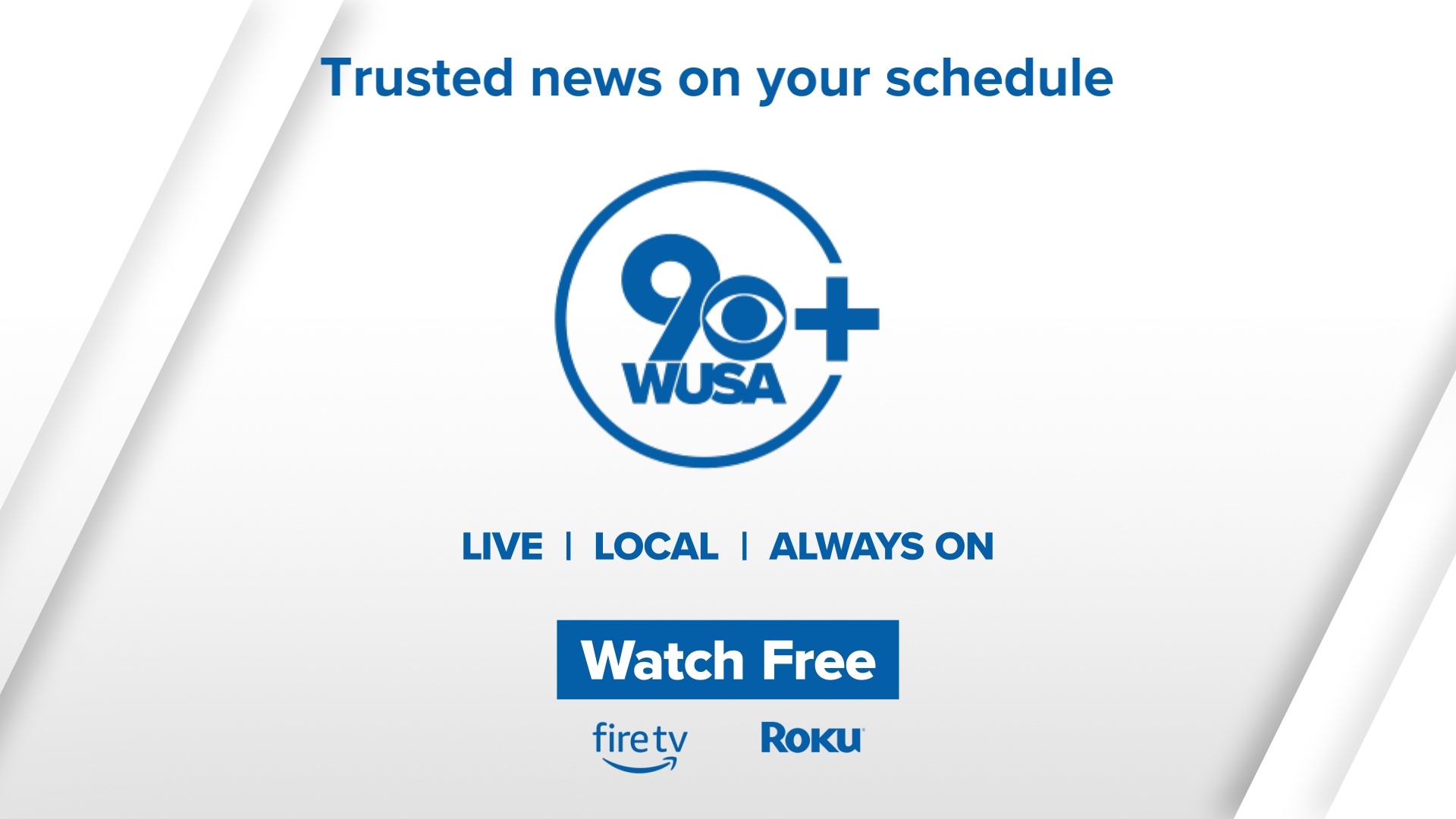 How to download and use the free WUSA9+ app for Roku, Fire TV, Apple TV, Samsung, Android TV, and Vizio