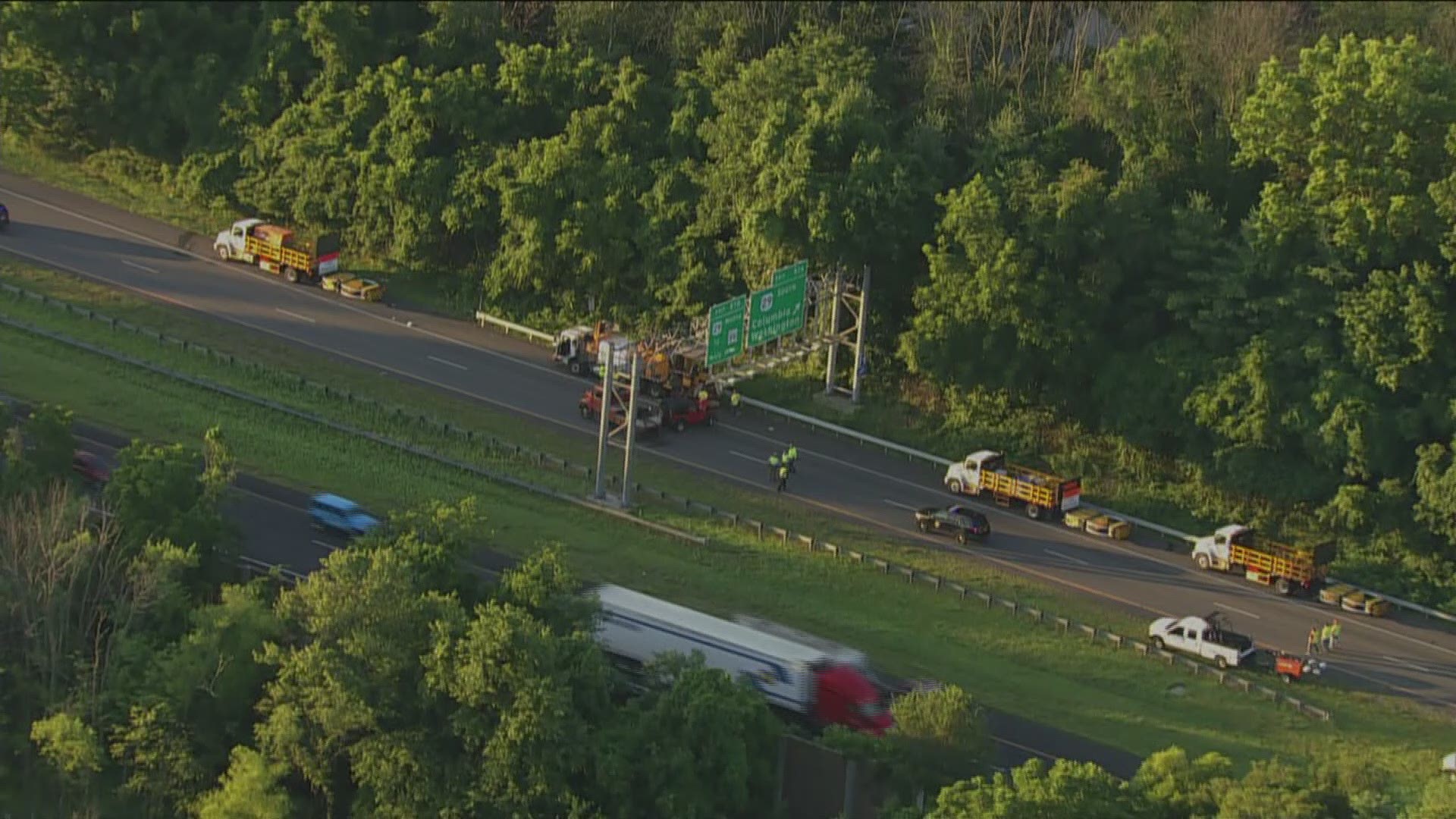 A highway worker was fatally struck and two other were injured following a crash on I-70 in Ellicott City, Md. Thursday morning.