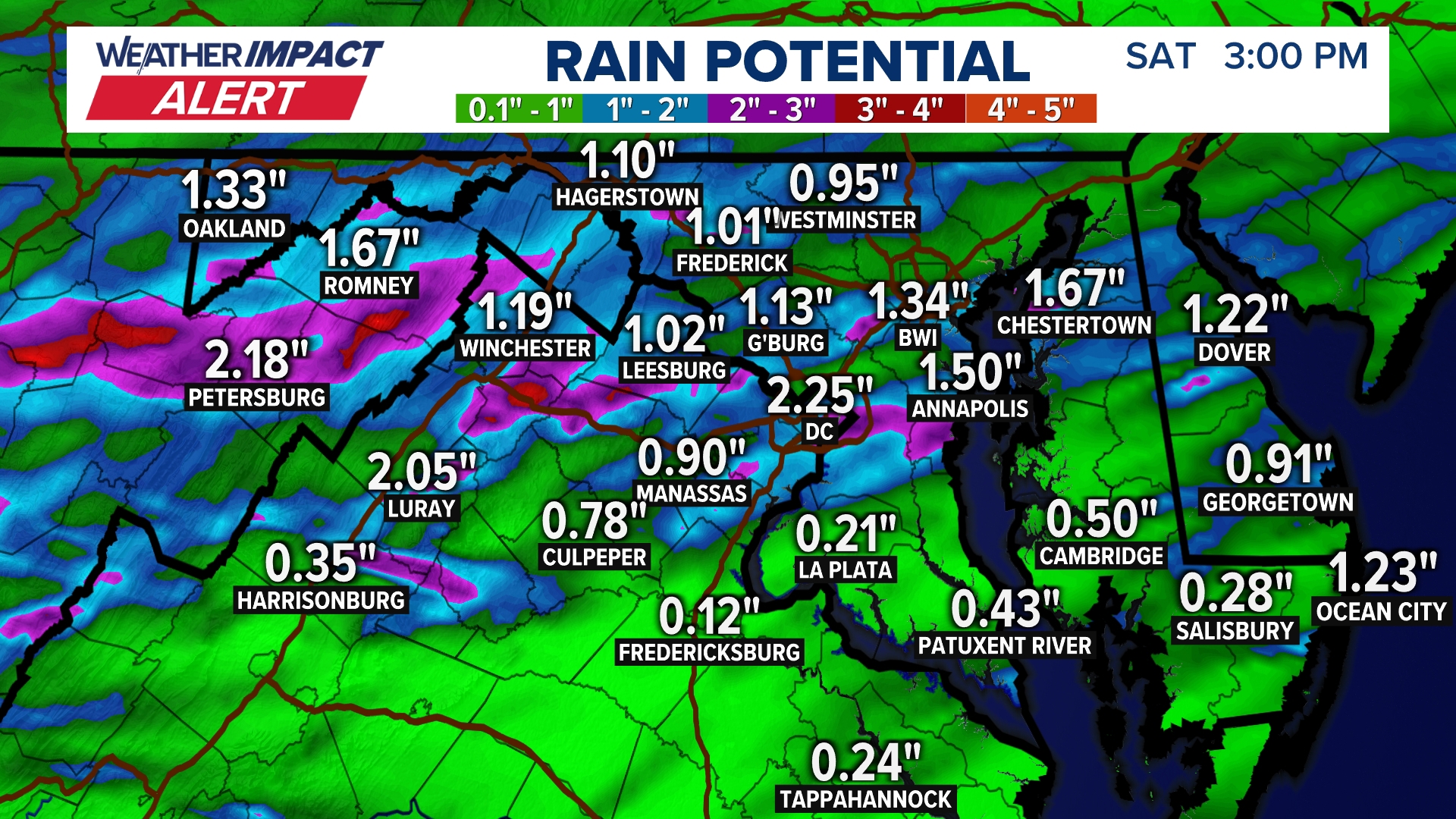 Weather Impact Alert: Tracking showers and a few storms Saturday ...