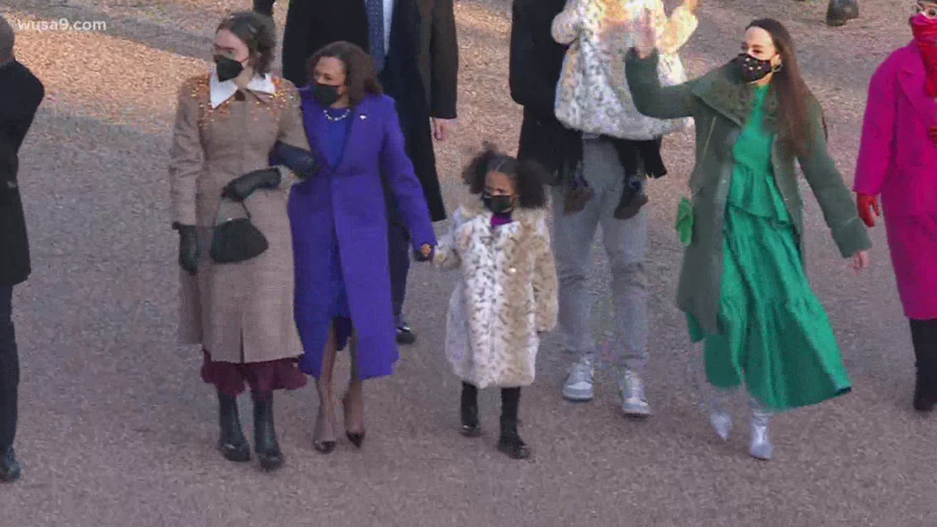 Vice President Kamala Harris walks down Pennsylvania Avenue