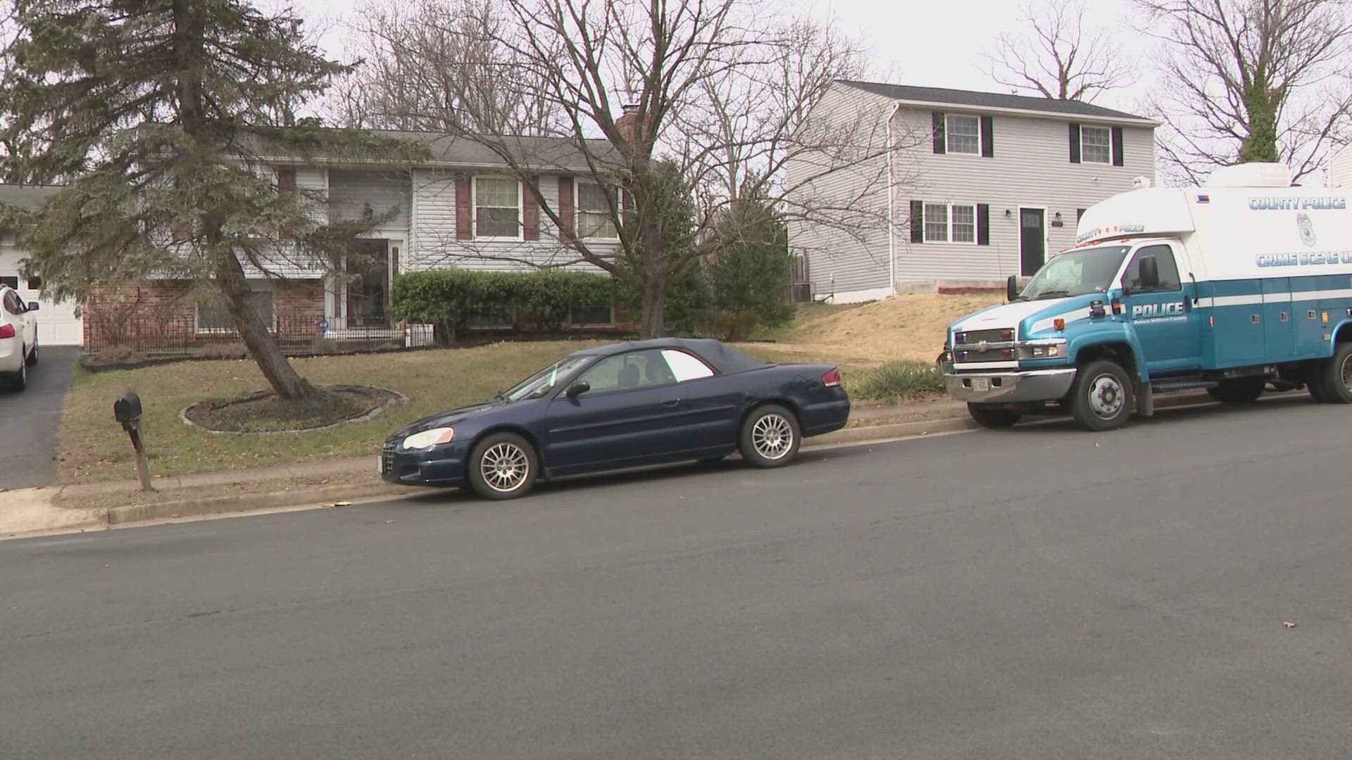 He has surrendered to police. It's unclear if officers shot him, if the gunshot was self-inflicted or if the wound was from a "previous incident."