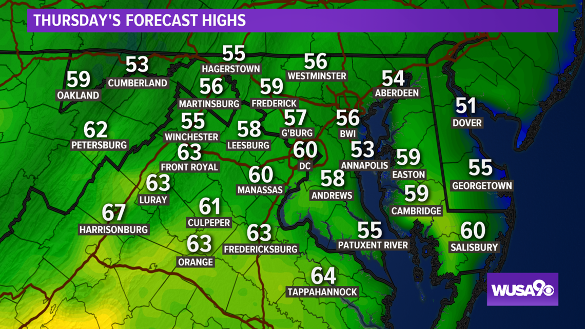 DC, Maryland, Virginia Weather Forecast Today