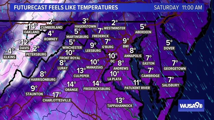 Slick spots Saturday morning with wind chills in the single digits