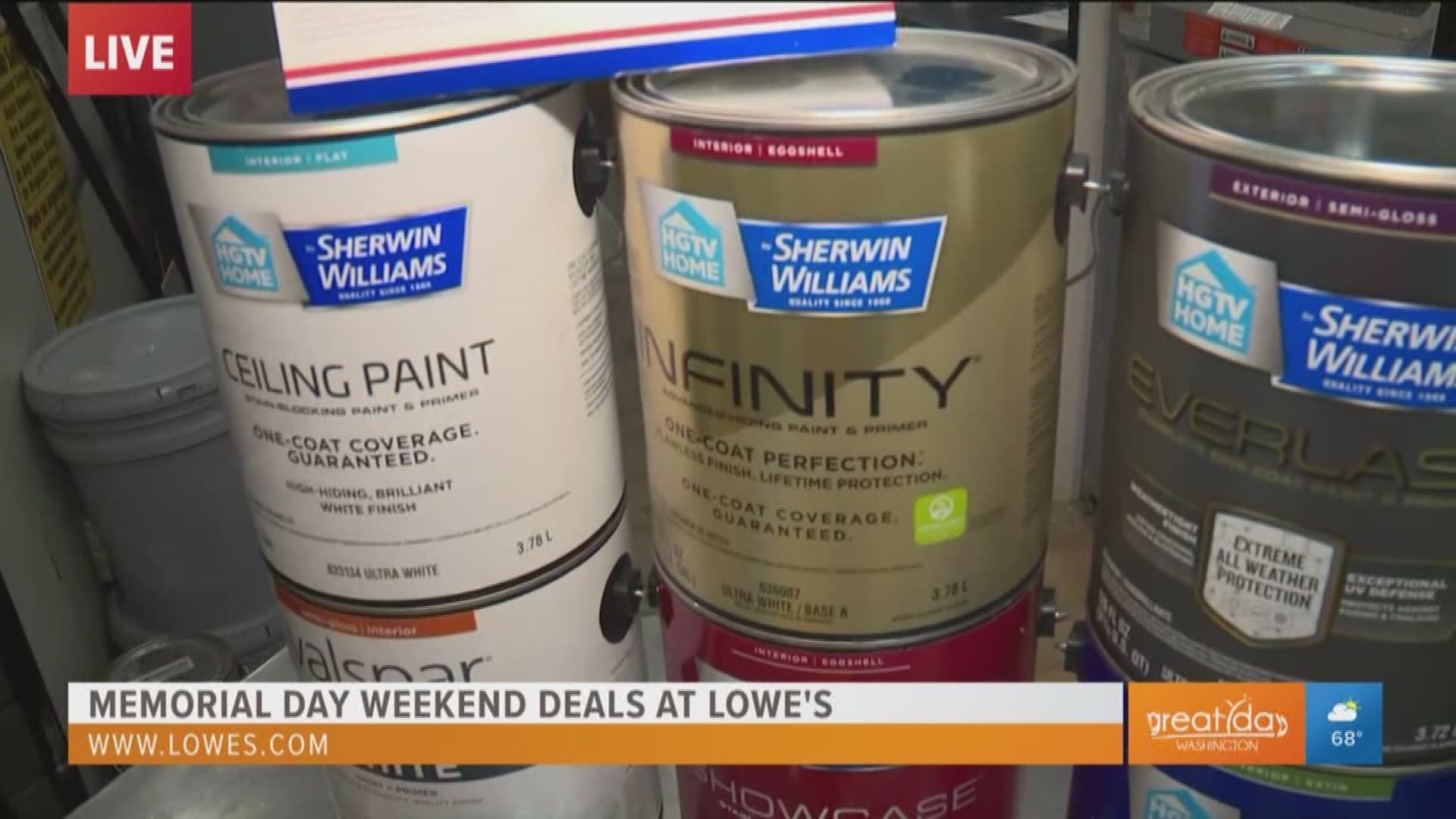 Lowe's is having a huge Memorial Day weekend sale from May 23rd - May 29th. Get great deals on paint to brighten up your home, in store or at Lowes.com.