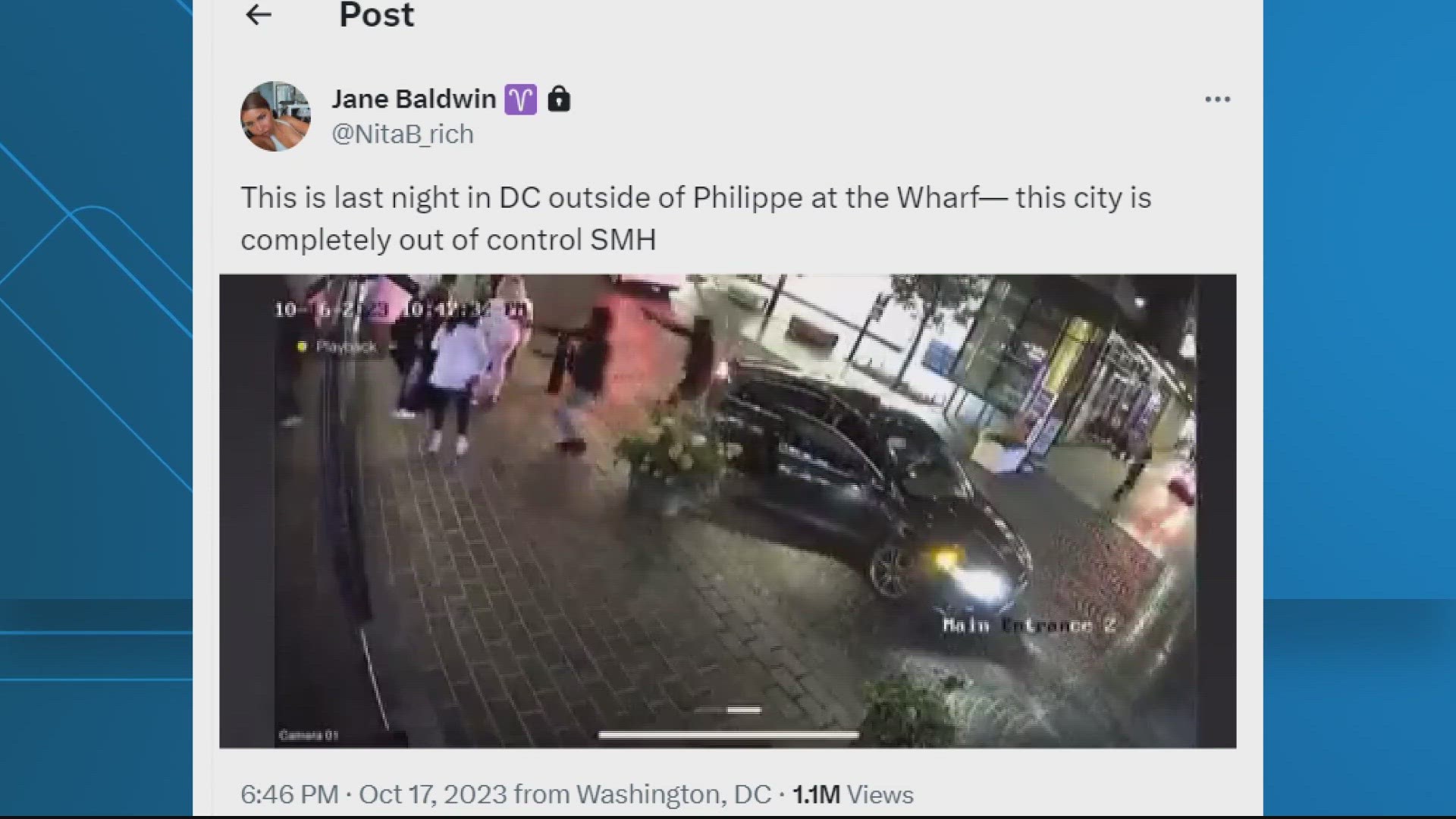 THE MOMENT THAT A GROUP OF ARMED MEN JUMP OUT OF A CAR AND ROB A GROUP OF PEOPLE MONDAY NIGHT AT THE WHARF IN SOUTHWEST D.C.