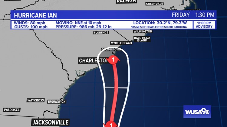 Ian becomes a hurricane again as it approaches Charleston, South Carolina