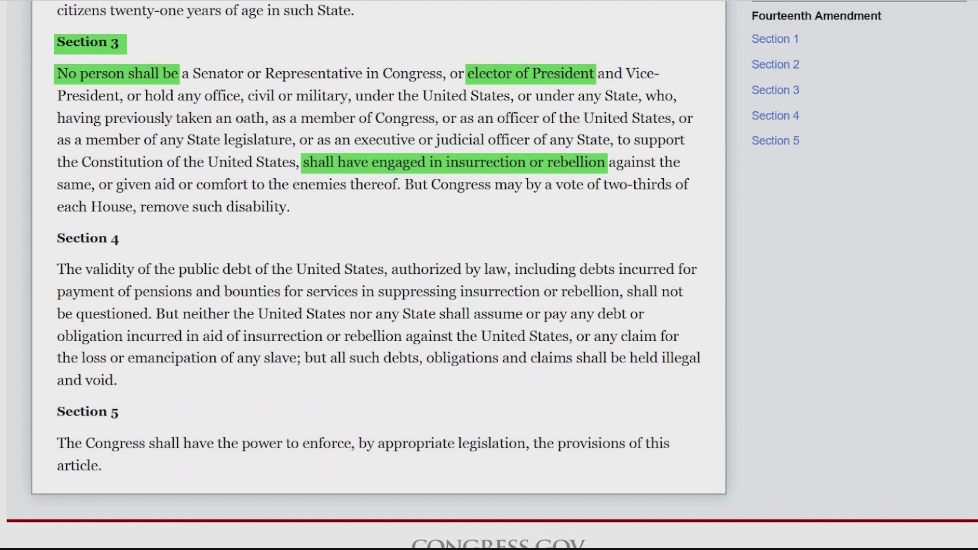 The 14th amendment is not an automatic disqualifier even if the former president is found guilty of these latest charges.