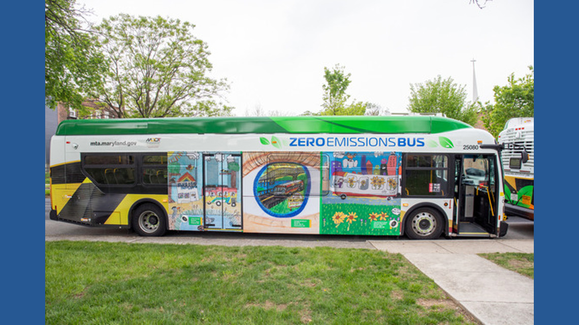 Green and clean: New Maryland bus debuts decorated with children's art to celebrate Earth Day