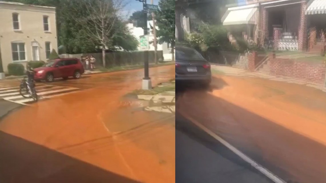 8 inch water main break covers road in NE DC | wusa9.com