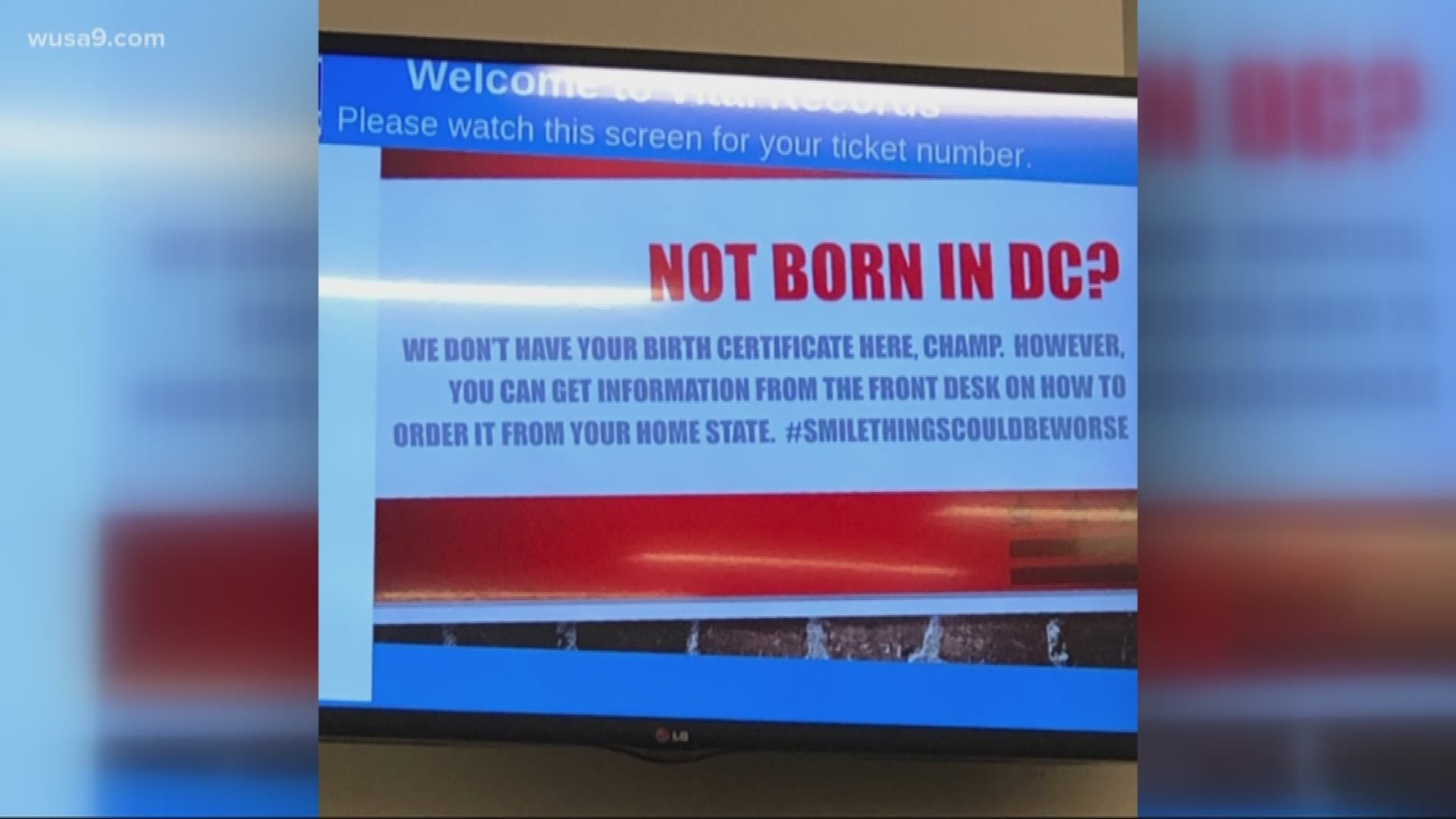 The clap back on the info screens at the DC Office of Vital Records maybe be the Most DC Thing.