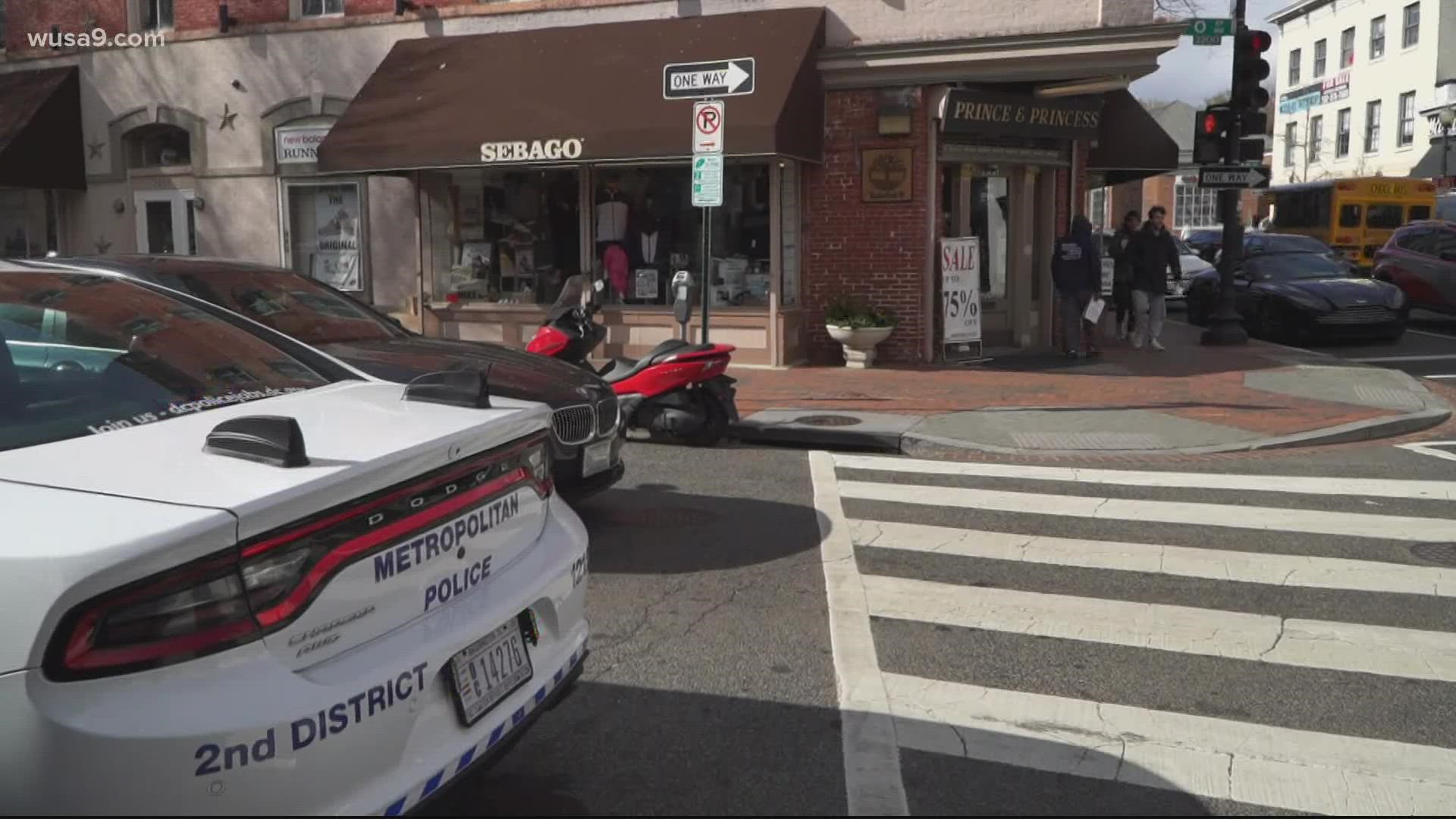 Two Georgetown businesses found themselves the targets of crime Monday afternoon.