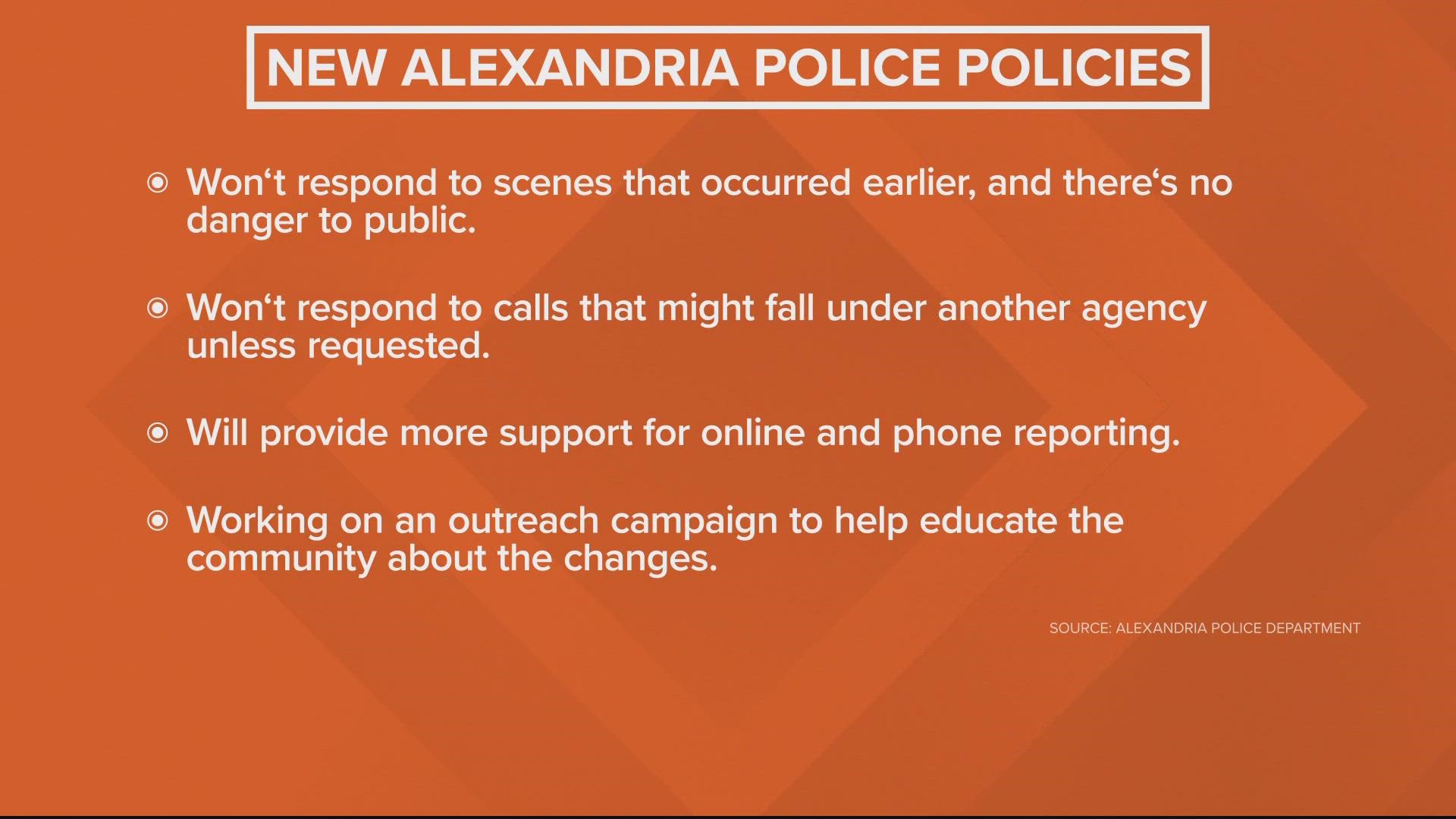 Alexandria Police are making changes because they don't have enough officers.