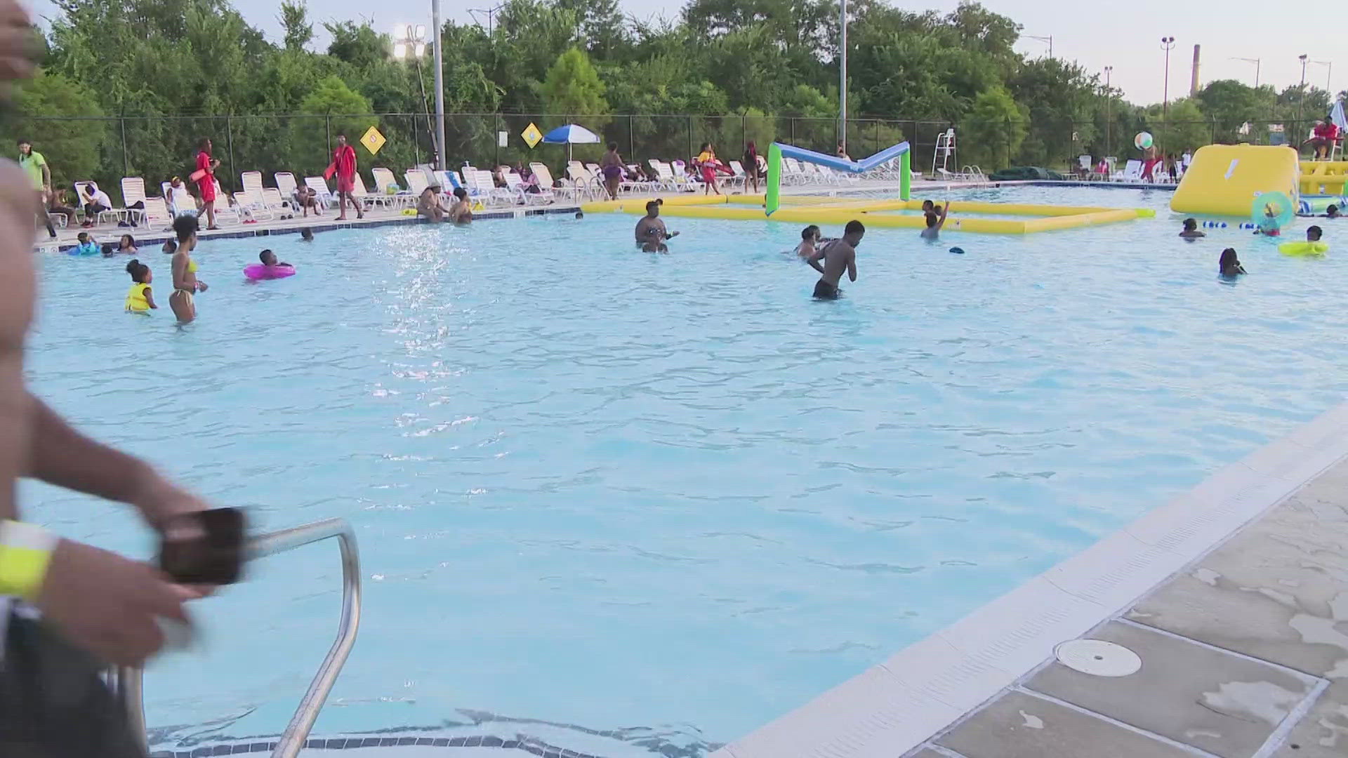 The pool party tailored for the local kids runs until at least 10 pm.