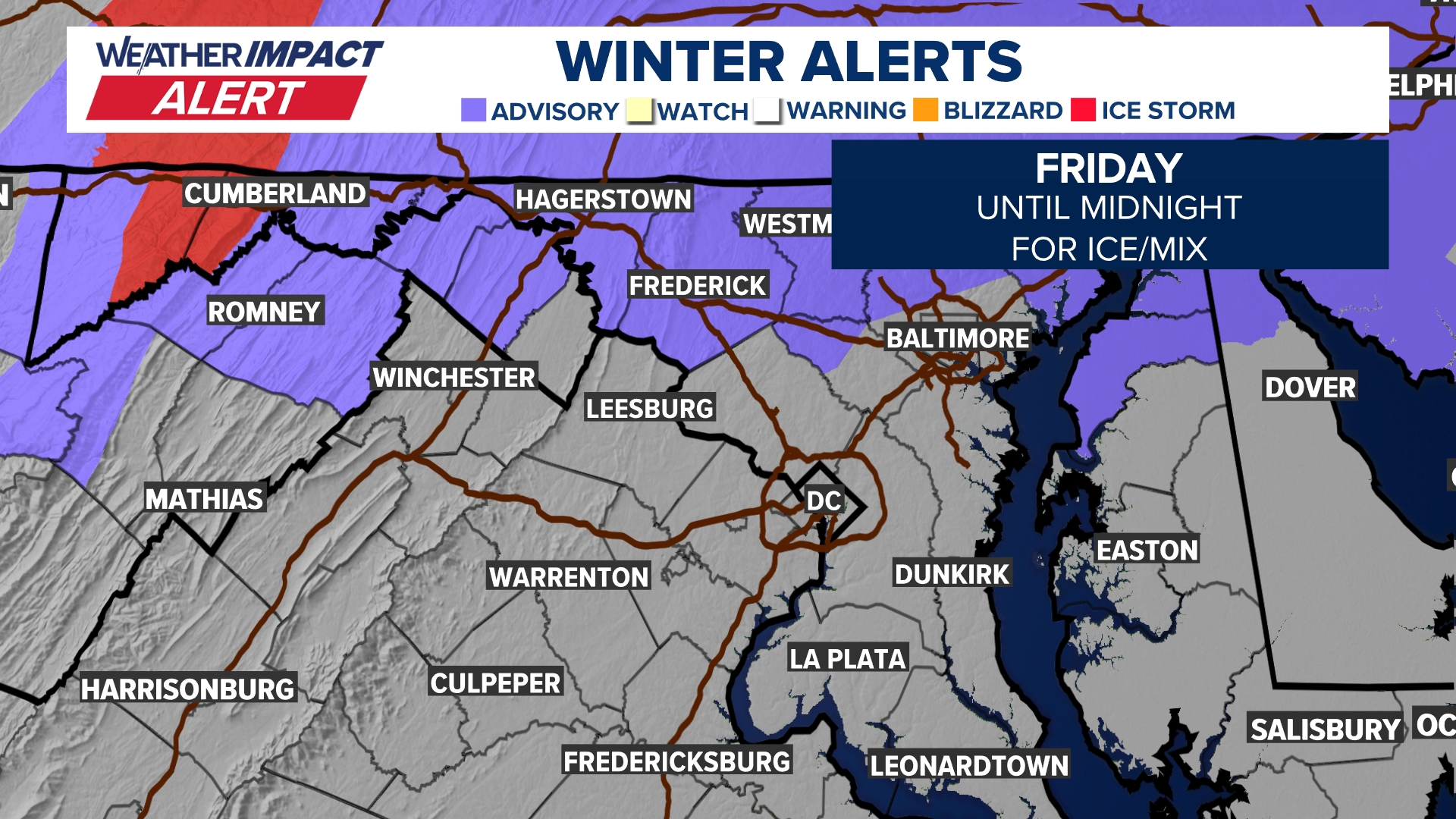 Weather Impact Alert: Rain and ice may lead to slick roads Friday ...
