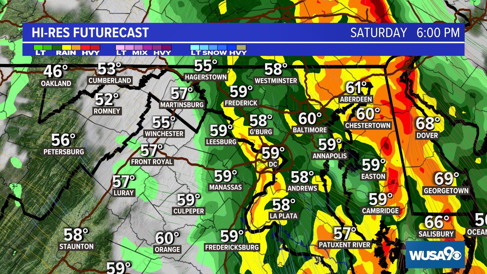 Timeline for strong storms expected Saturday | wusa9.com