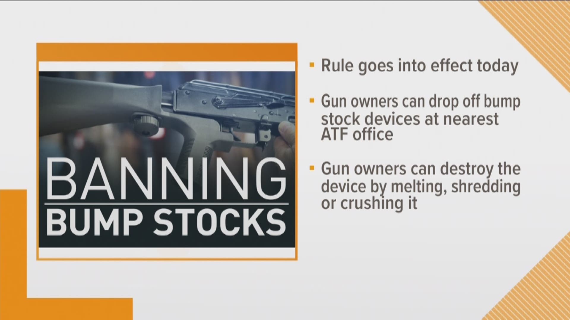 The Justice Department announced Friday that it has started the process to amend federal firearms regulations to clarify that federal law defines bump stocks as machine guns.