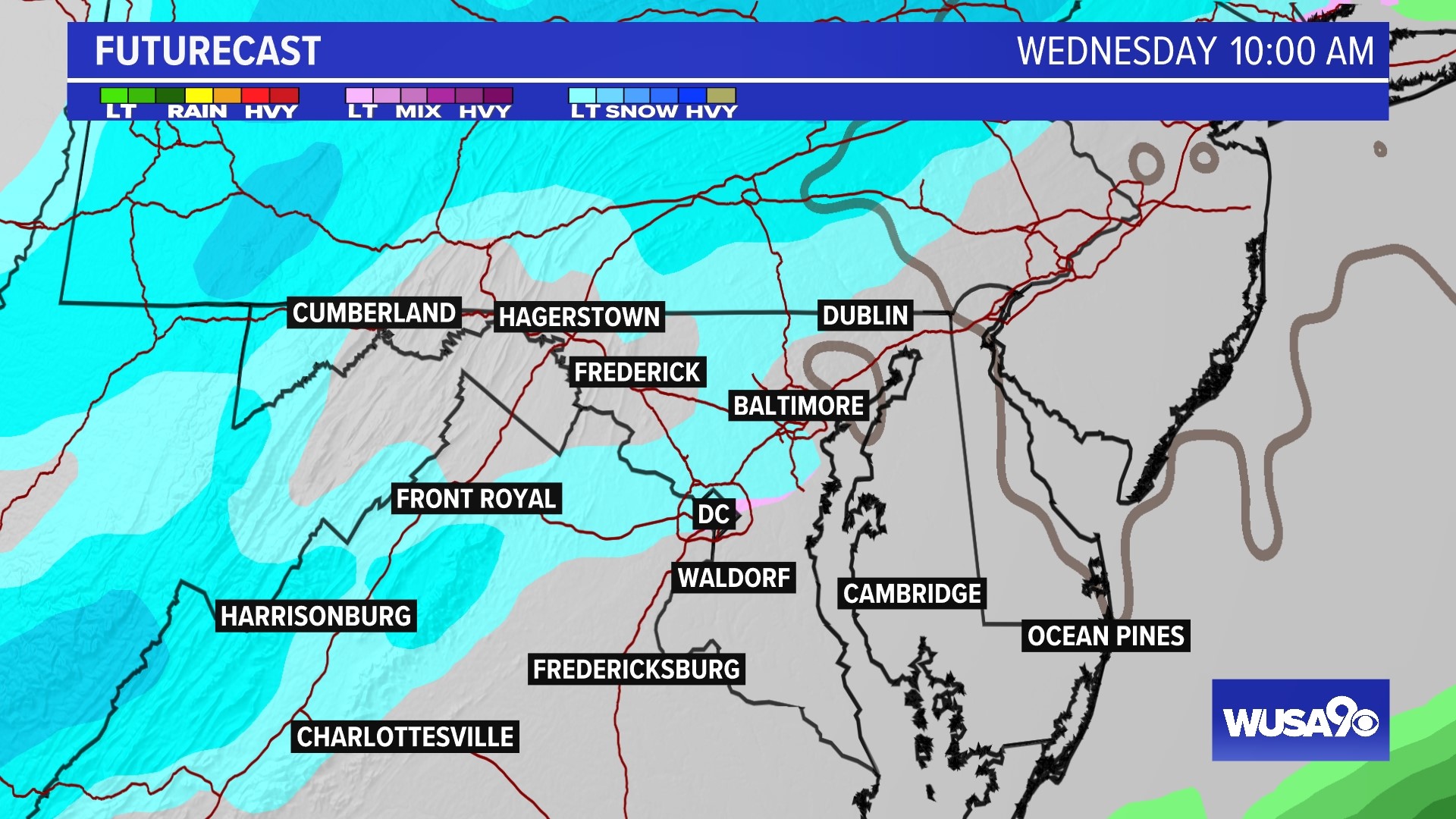 Expect light snow for most of the DMV by the time you're waking up Wednesday morning